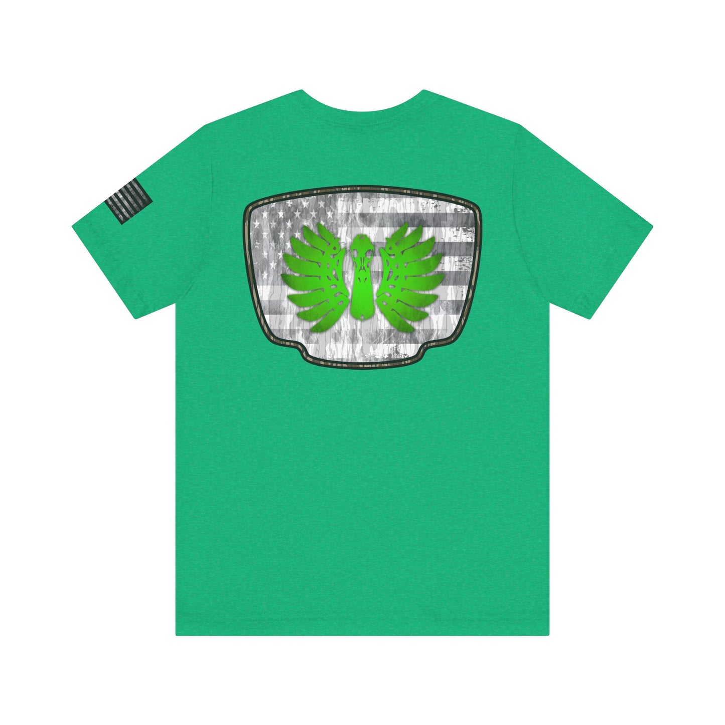 Duck Skull Hunting Badge T-Shirt – Mossy Camo Print, Crossed Guns & Duck Skull Graphic