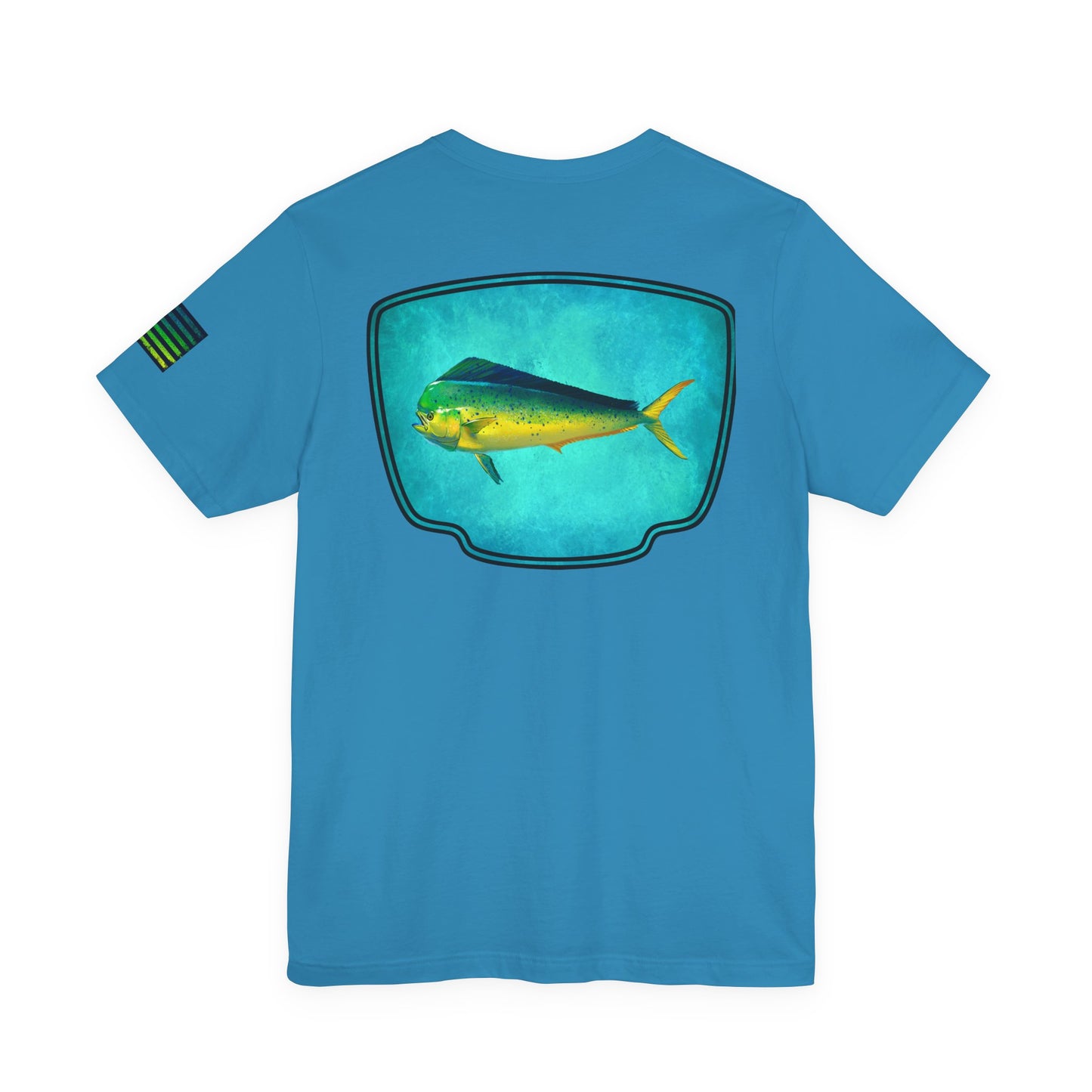 Vibrant Mahi Mahi Badge Tee – Ocean-Inspired Saltwater Fishing Shirt for Men