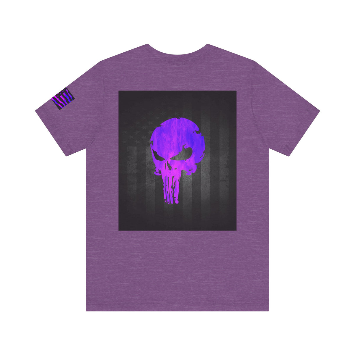 Purple Grunge Punisher Skull – Neon Grunge Vigilante Graphic for Shirts, Decals & Prints