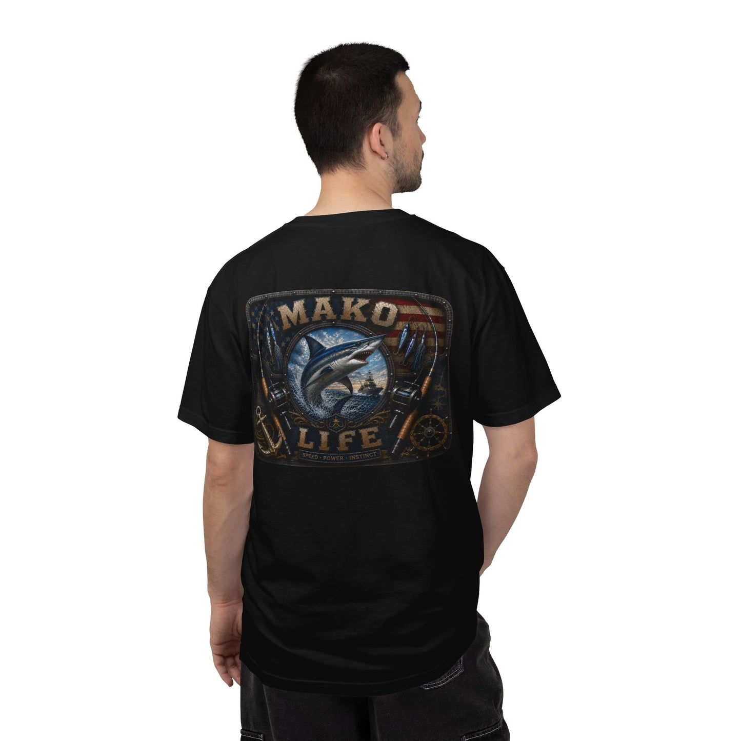 Mako Life T-Shirt — Vintage Marlin & Anchor Fishing Tee