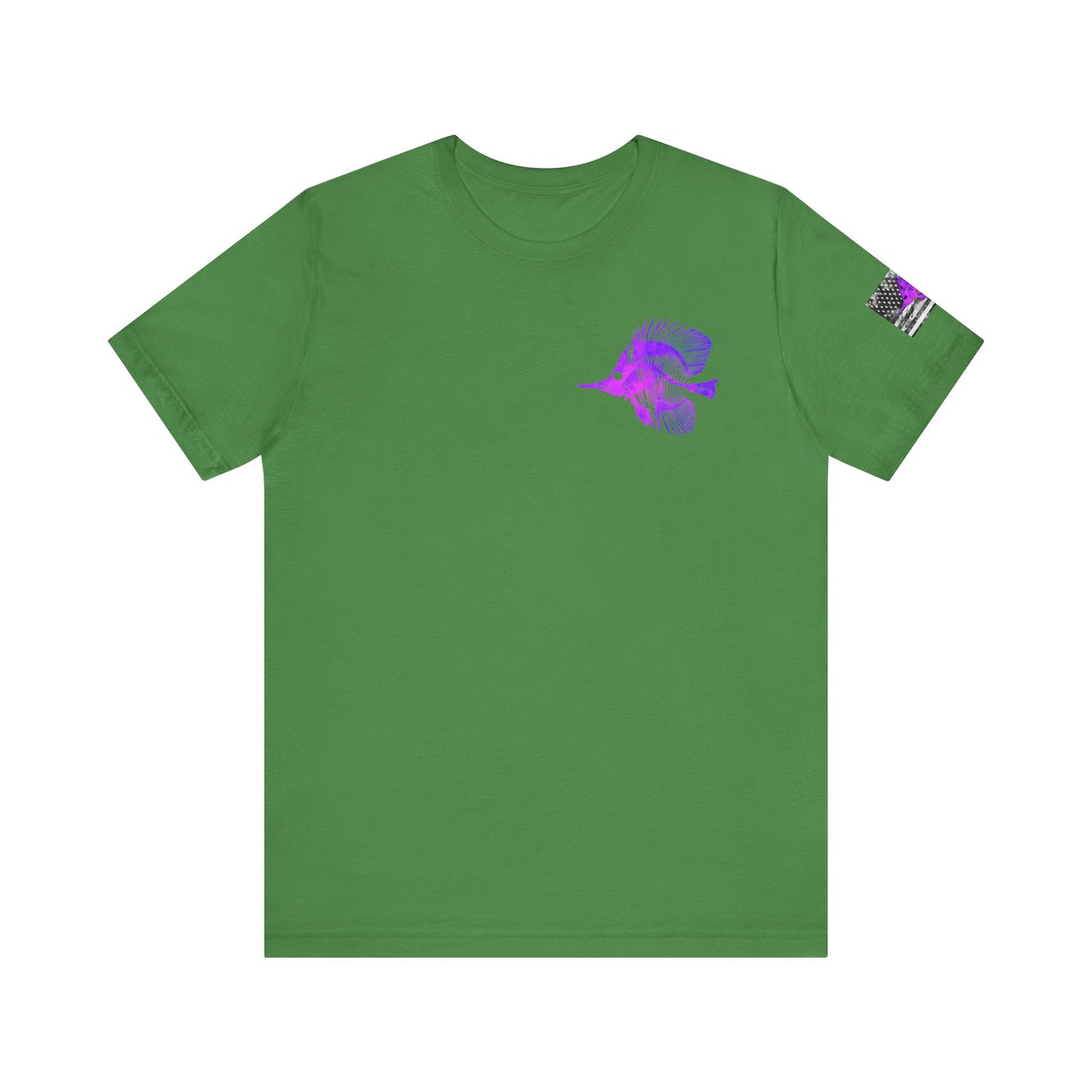 Purple Fish Angler Grunge American Flag Tee, Patriotic USA Shirt, Vintage American Flag