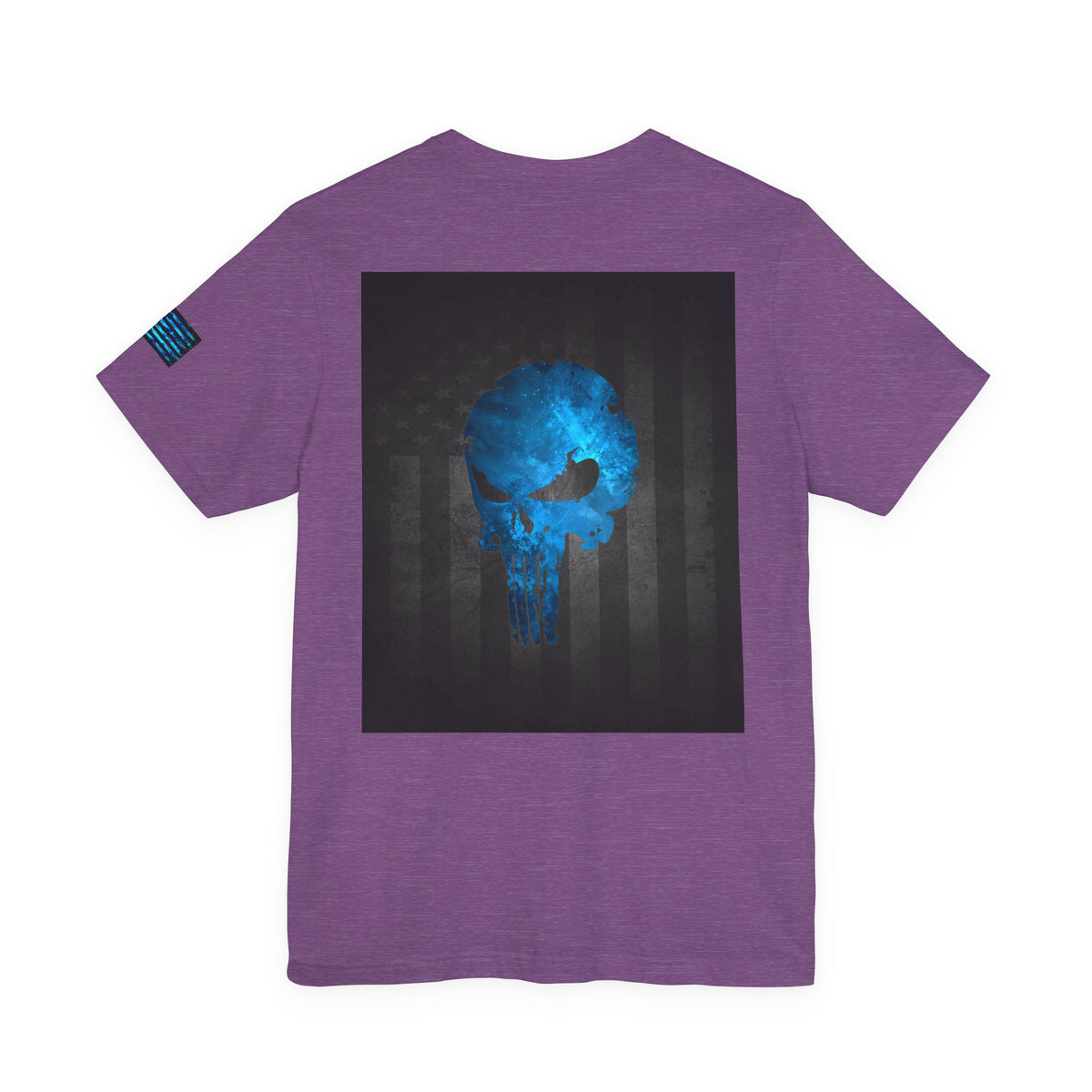 Blue Grunge Punisher Skull – Neon Grunge Vigilante Graphic for Shirts, Decals & Prints