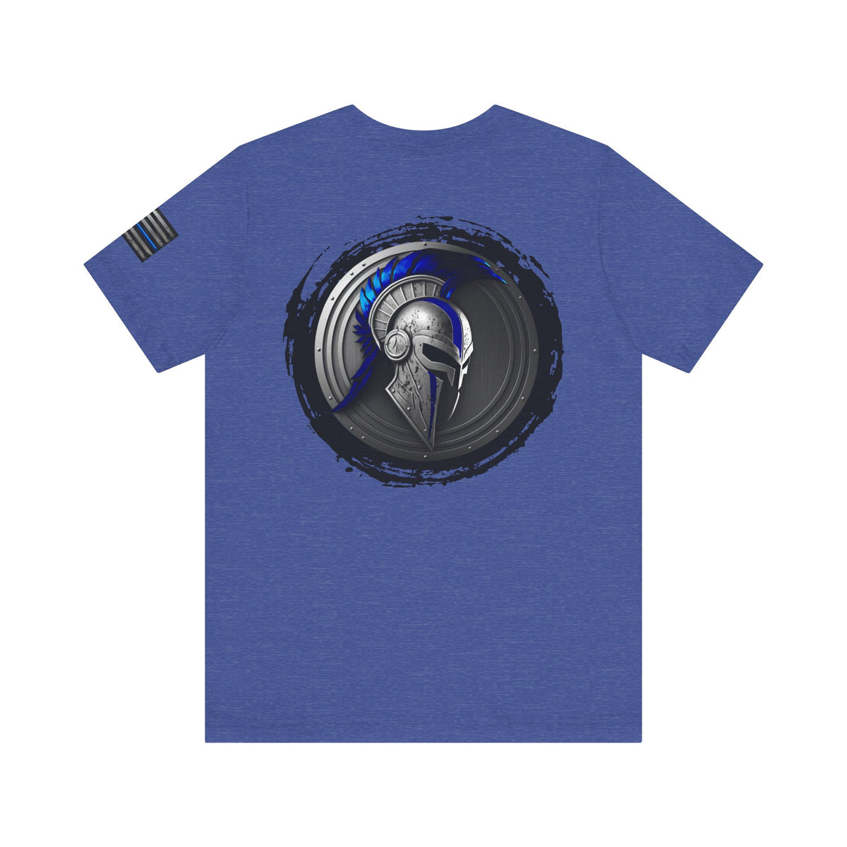 Grunge Spartan Thin Blue Line American Flag T-Shirt – Honor & Valor Police Tribute Tee