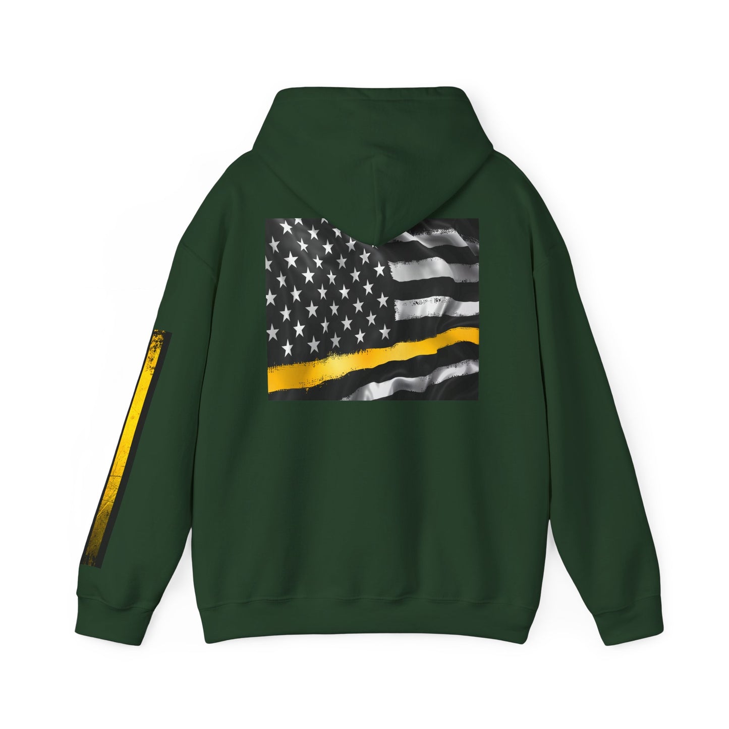 911 Dispatcher Thin Yellow Line American Flag Heart Hoodie, Dispatcher Hooded Sweatshirt, First Responder Gift, Patriotic