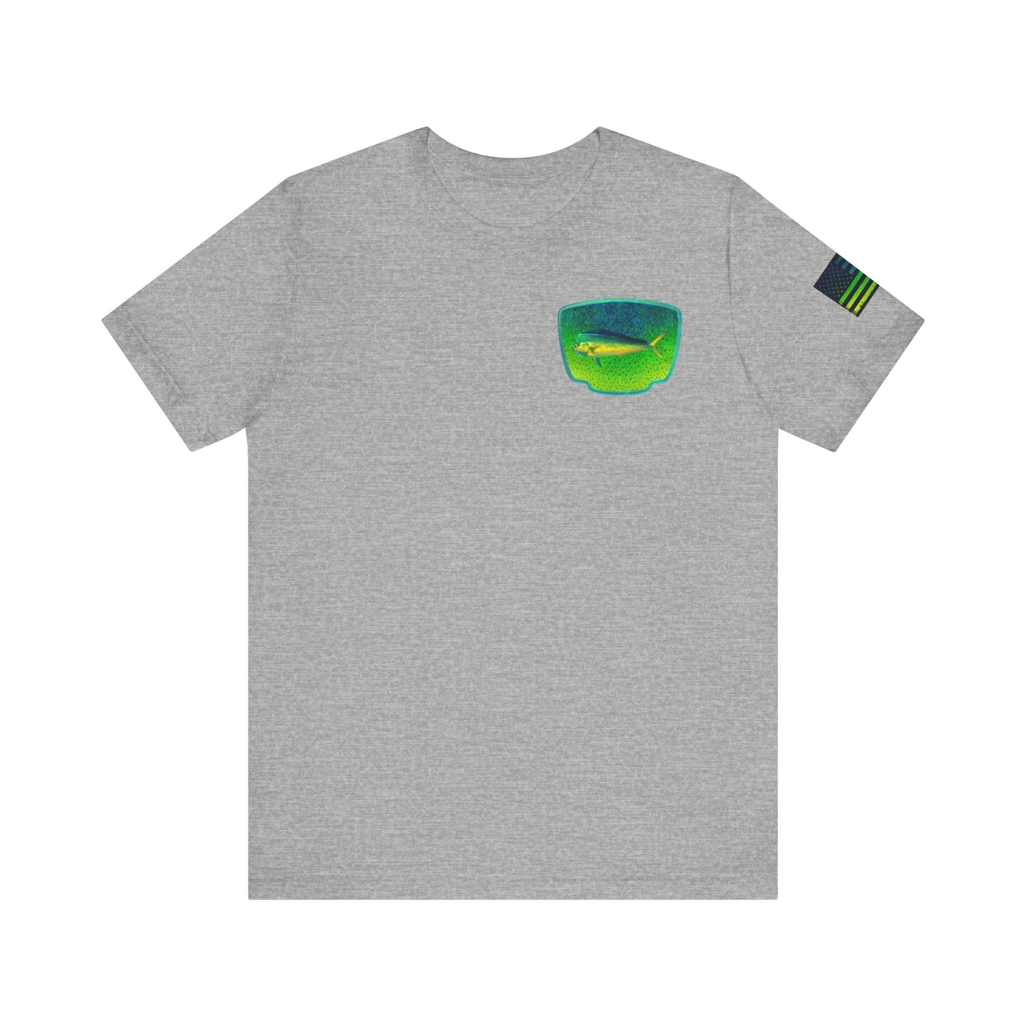 Bright Mahi Mahi Fish Skin Badge Tee – Bold Saltwater Fishing Shirt for Ocean Lovers