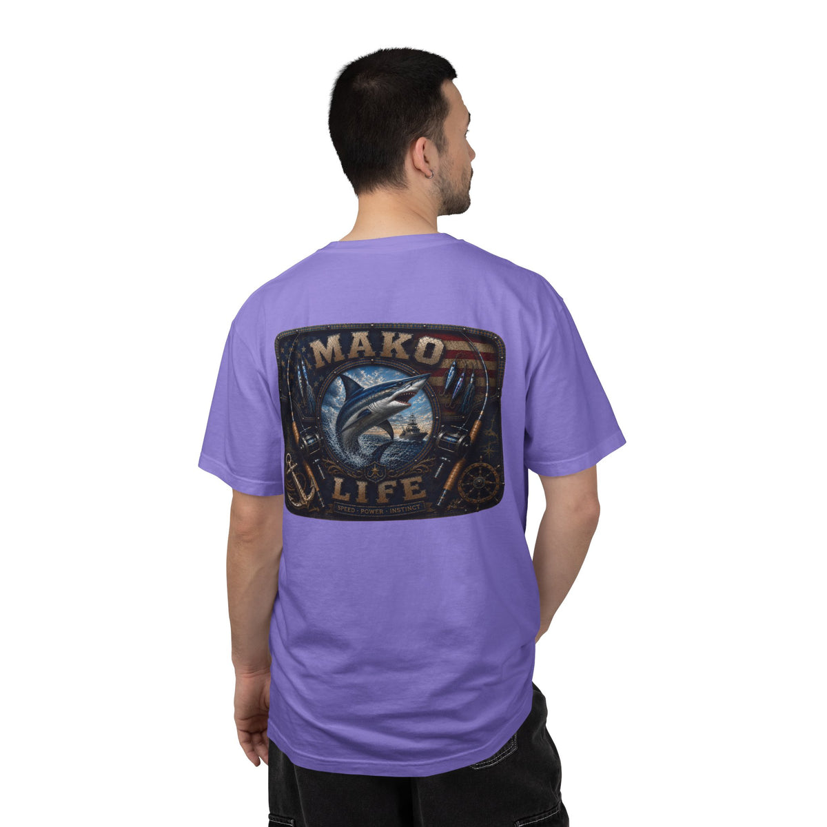 Mako Life T-Shirt — Vintage Marlin & Anchor Fishing Tee