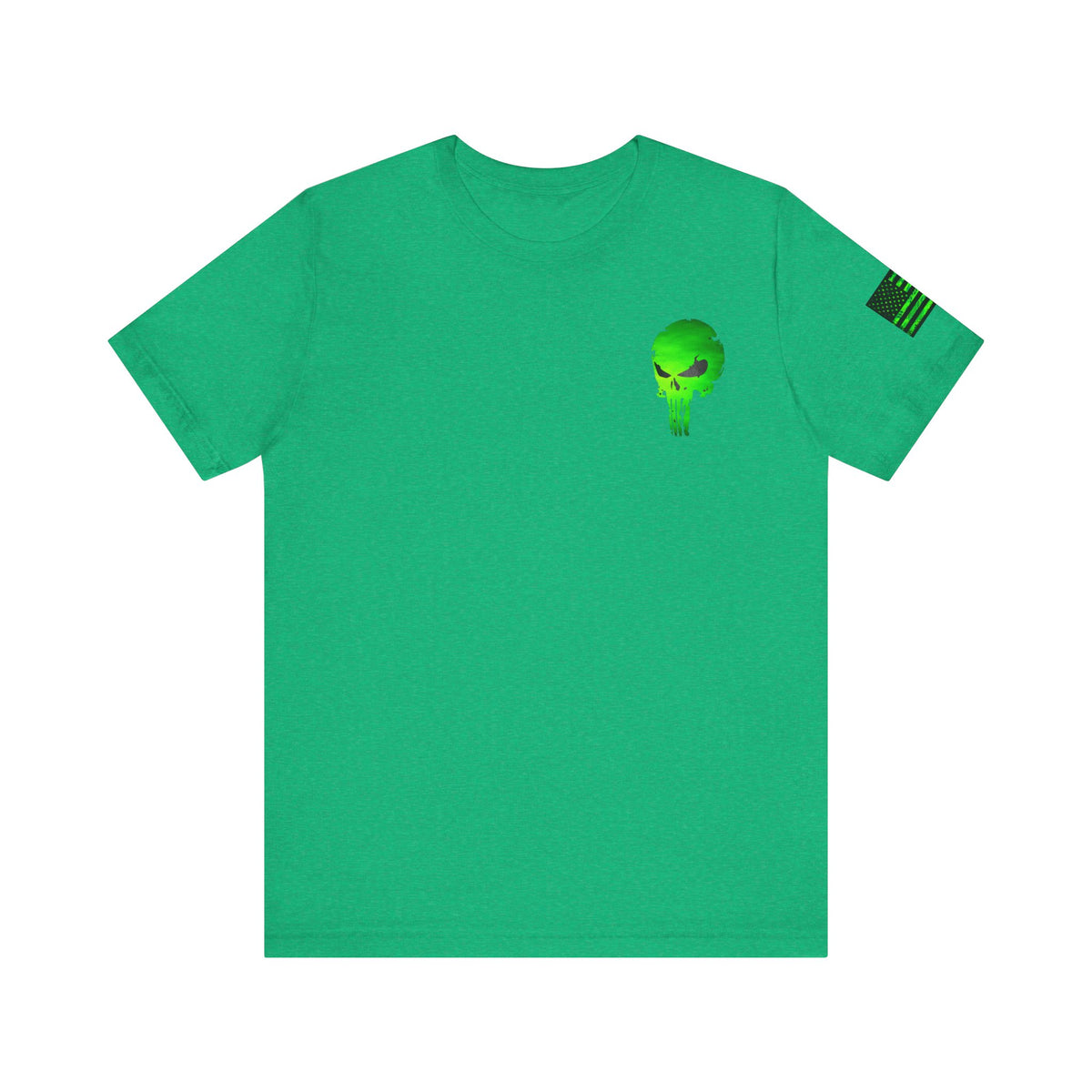 Toxic Green Punisher Skull – Neon Grunge Vigilante Graphic for Shirts, Decals & Prints