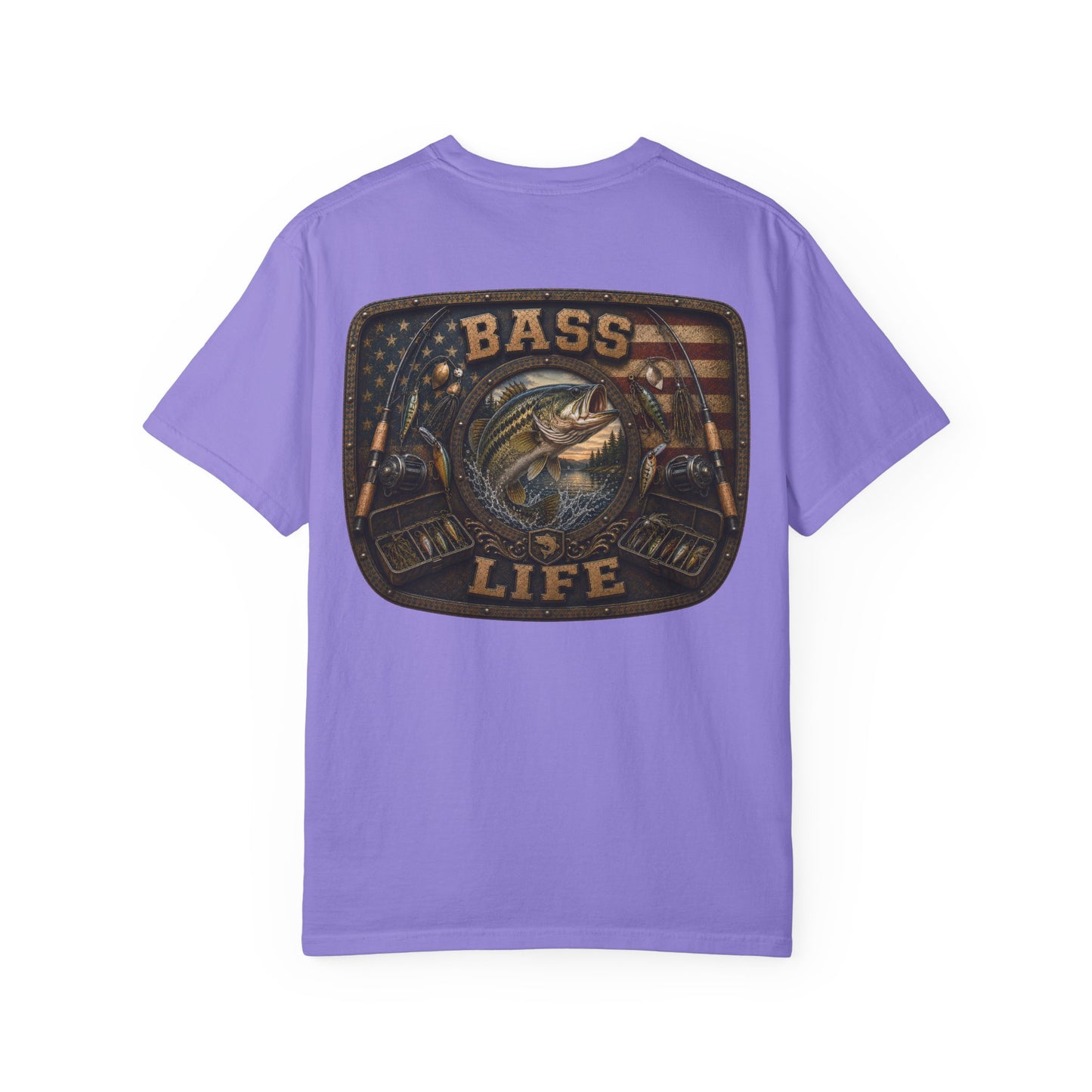 Bass Life T-Shirt — Retro American Flag Bass Fishing Tee