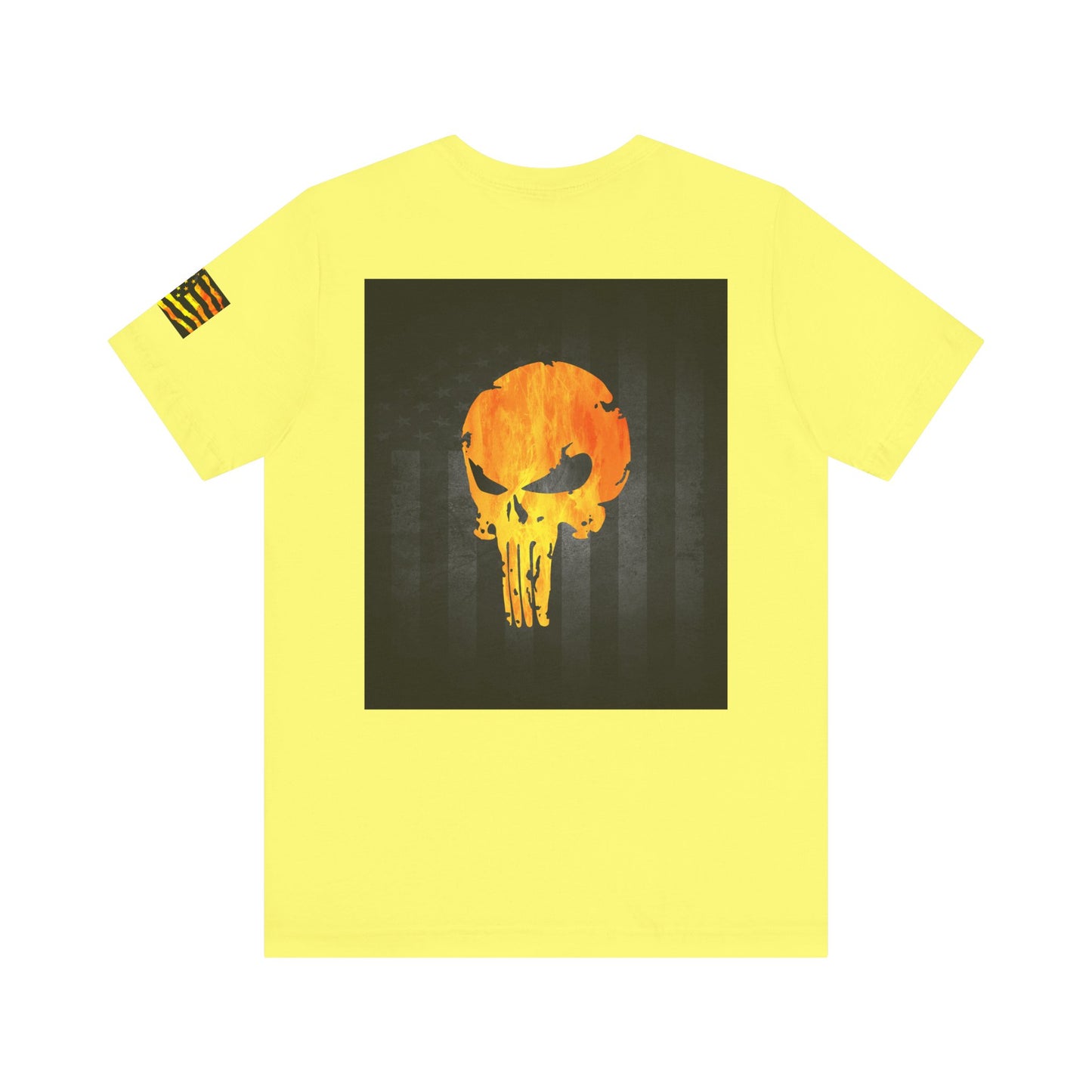 Orange Grunge Punisher Skull – Neon Grunge Vigilante Graphic for Shirts, Decals & Prints
