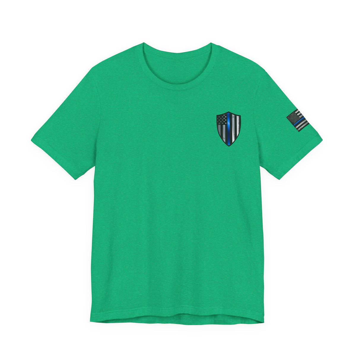 Grunge Stone Spartan Thin Blue Line American Flag T-Shirt – Honor & Valor Police Tribute Tee