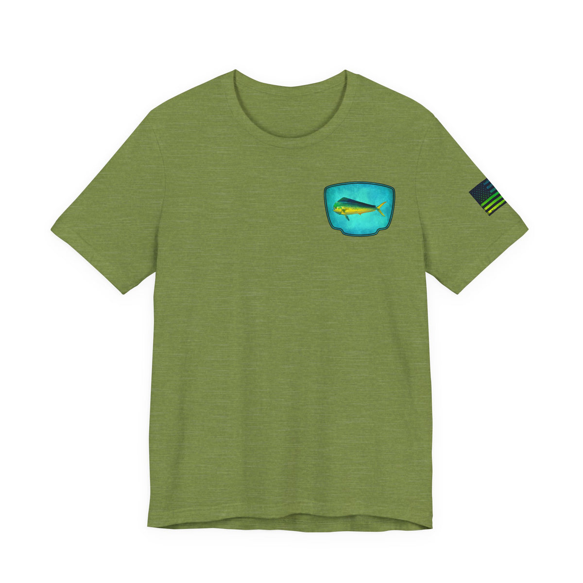 Vibrant Mahi Mahi Badge Tee – Ocean-Inspired Saltwater Fishing Shirt for Men