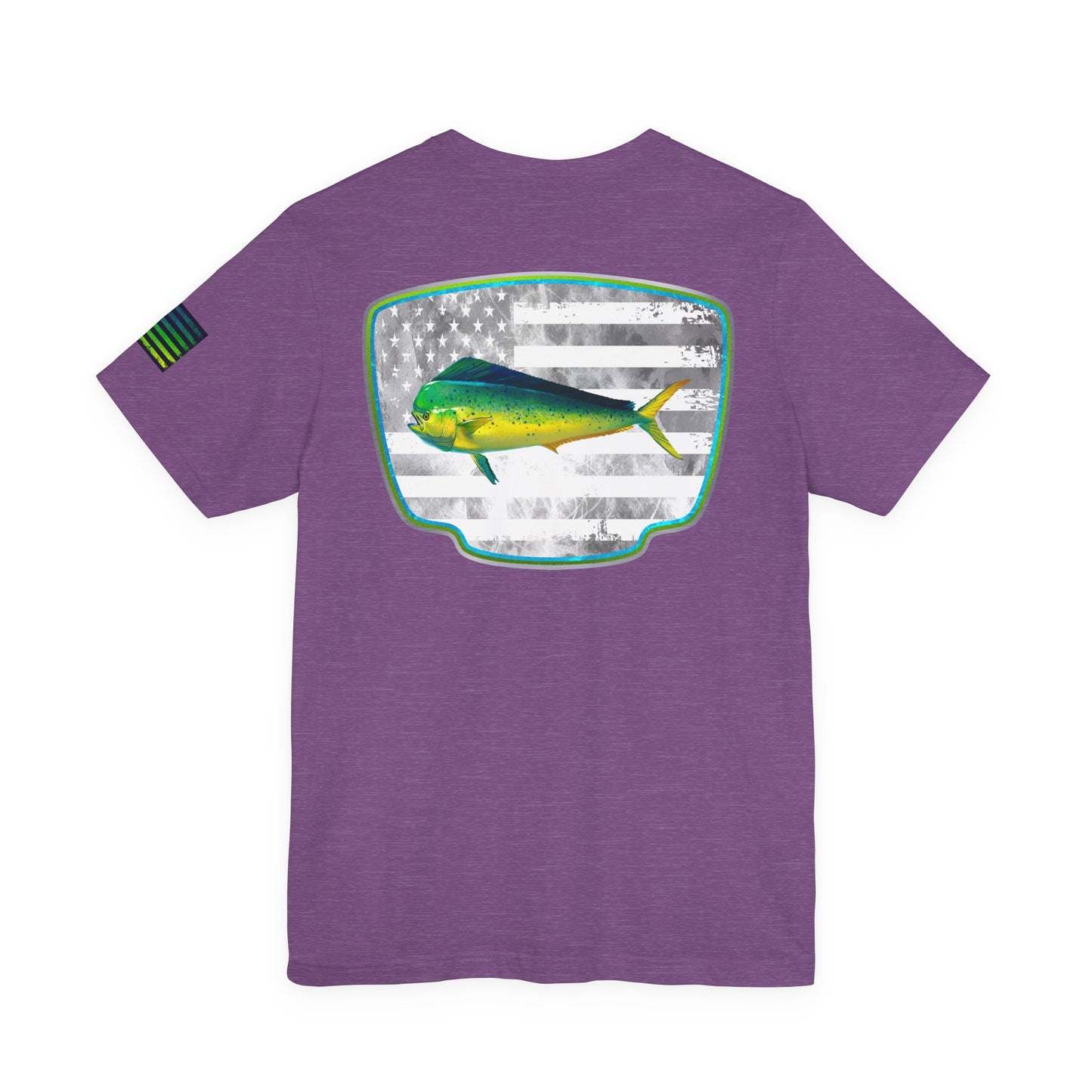 Mahi Mahi Sunglass Badge Tee – White Distressed Flag Fishing Shirt