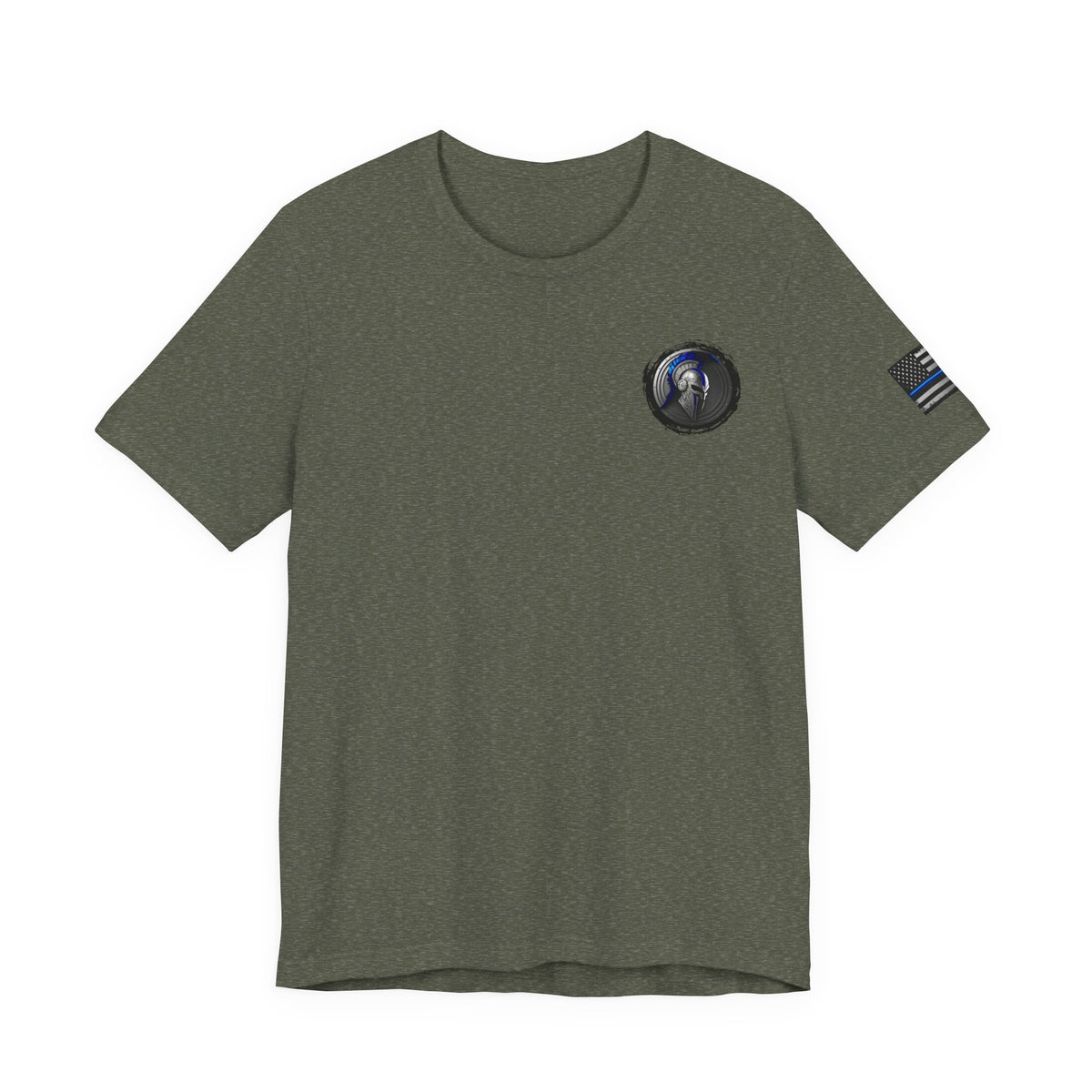 Spartan Helmet Flag Shirt – Thin Blue Line American Patriotic Tee for Law Enforcement Support
