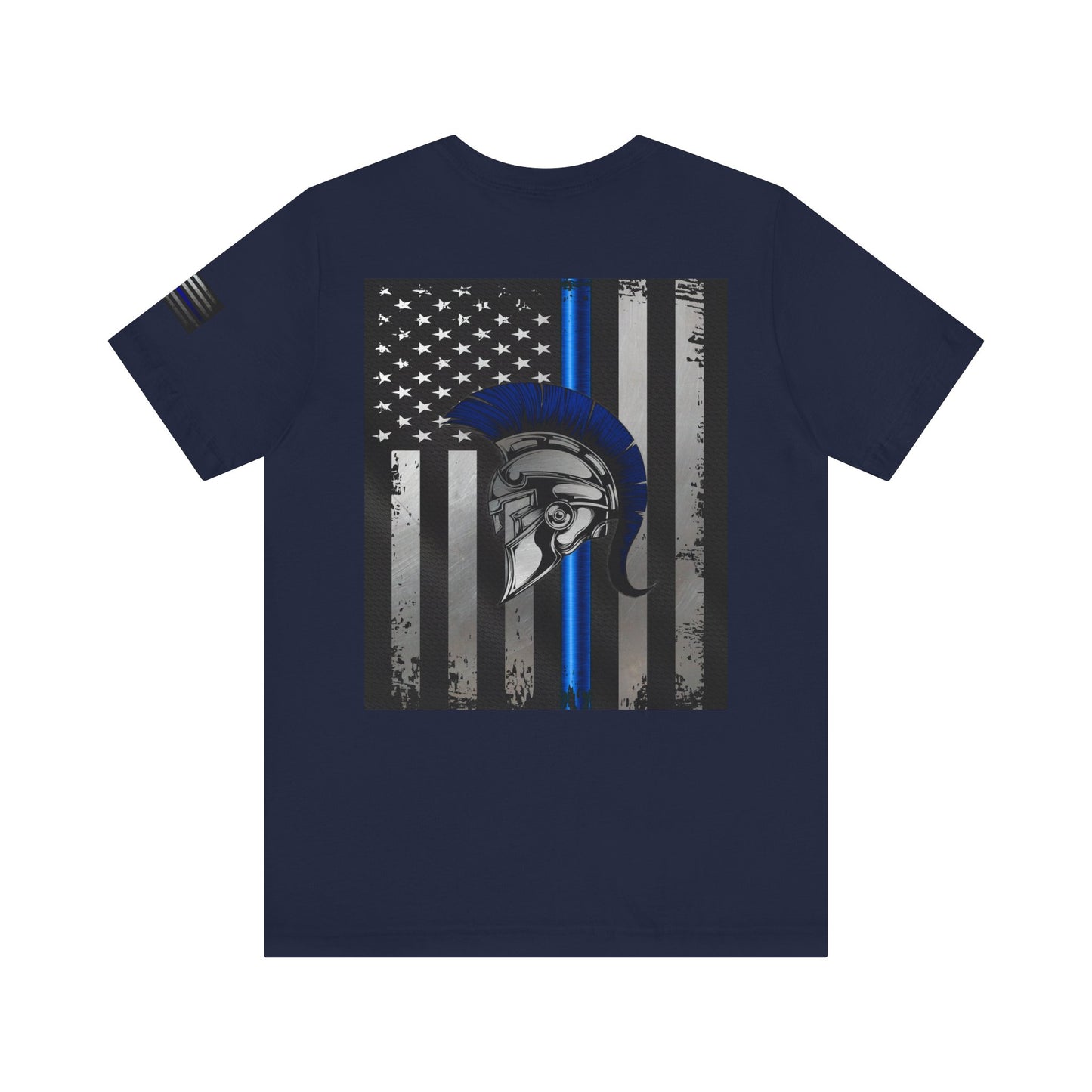 Spartan Thin Blue Line American Flag T-Shirt – Honor & Valor Police Tribute Tee