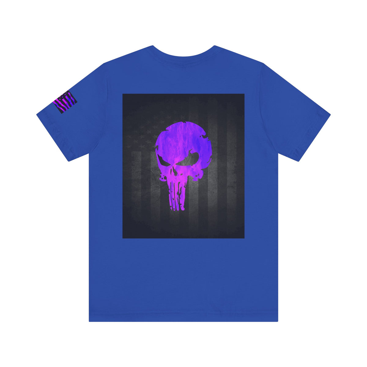 Purple Grunge Punisher Skull – Neon Grunge Vigilante Graphic for Shirts, Decals & Prints