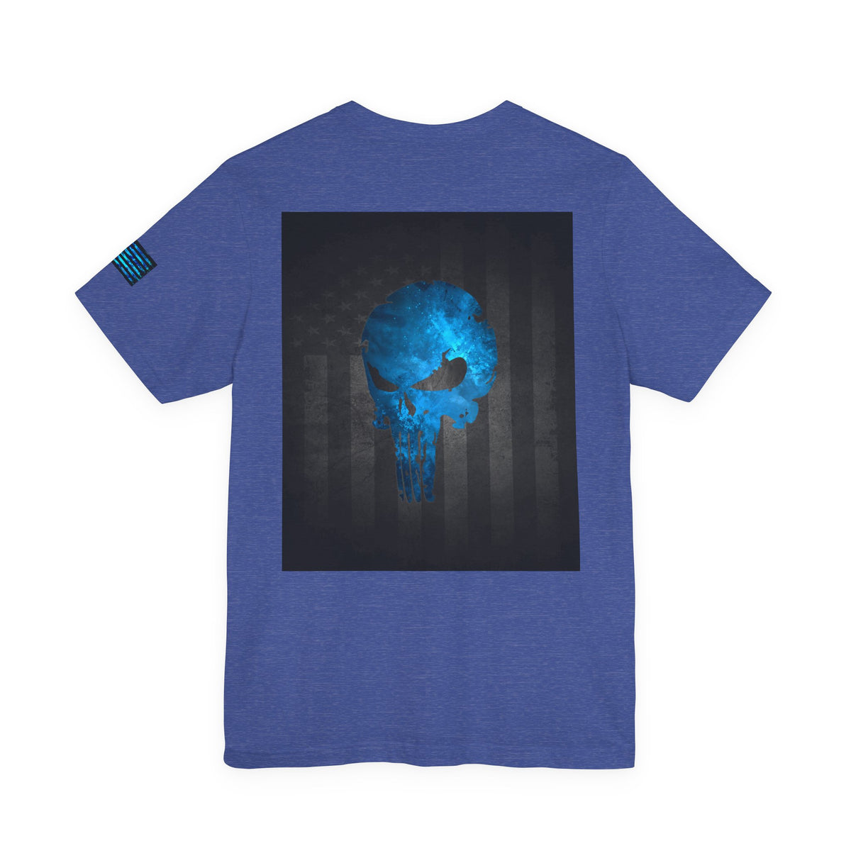 Blue Grunge Punisher Skull – Neon Grunge Vigilante Graphic for Shirts, Decals & Prints