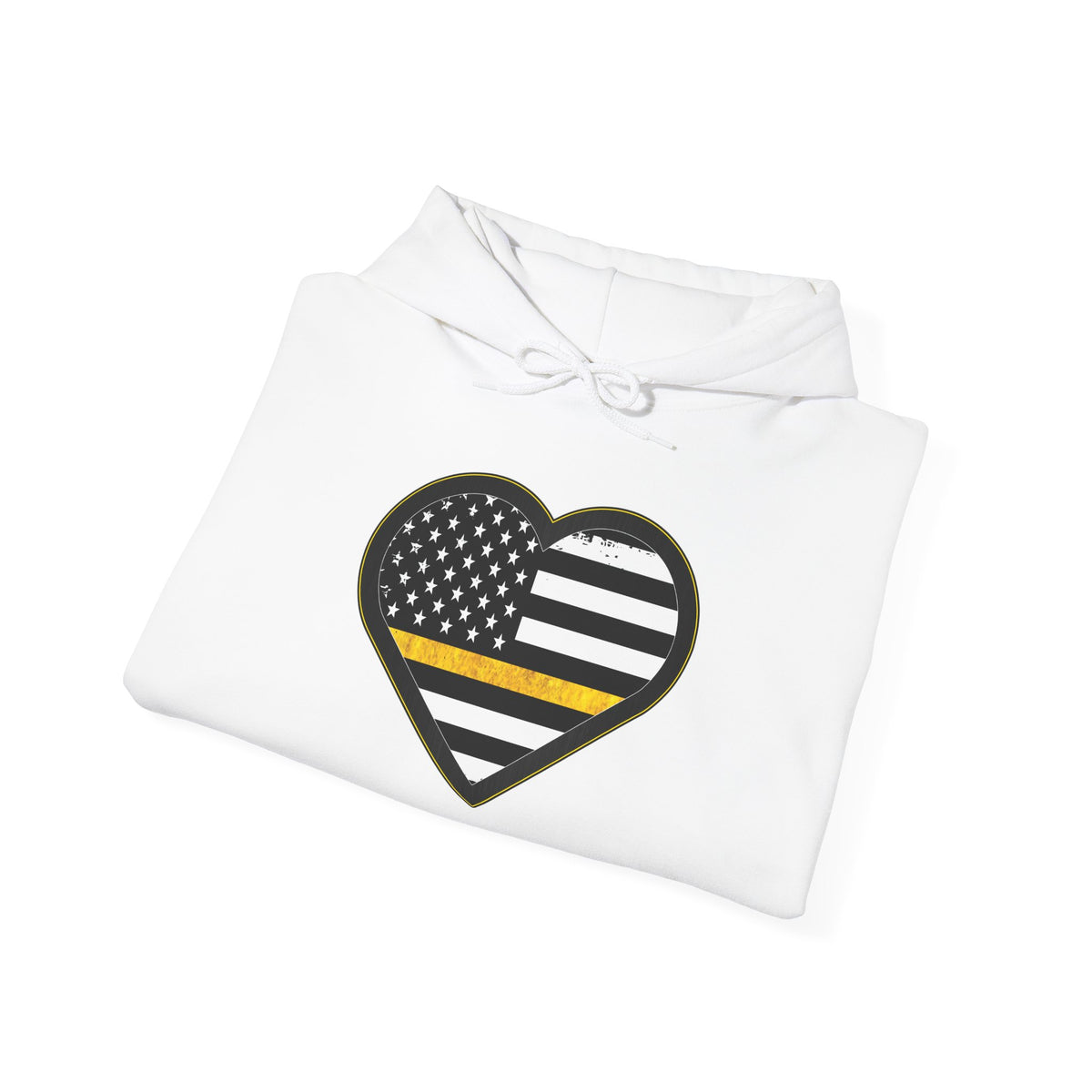 911 Dispatcher Thin Yellow Line American Flag Heart Hoodie, Dispatcher Hooded Sweatshirt, First Responder Gift, Patriotic