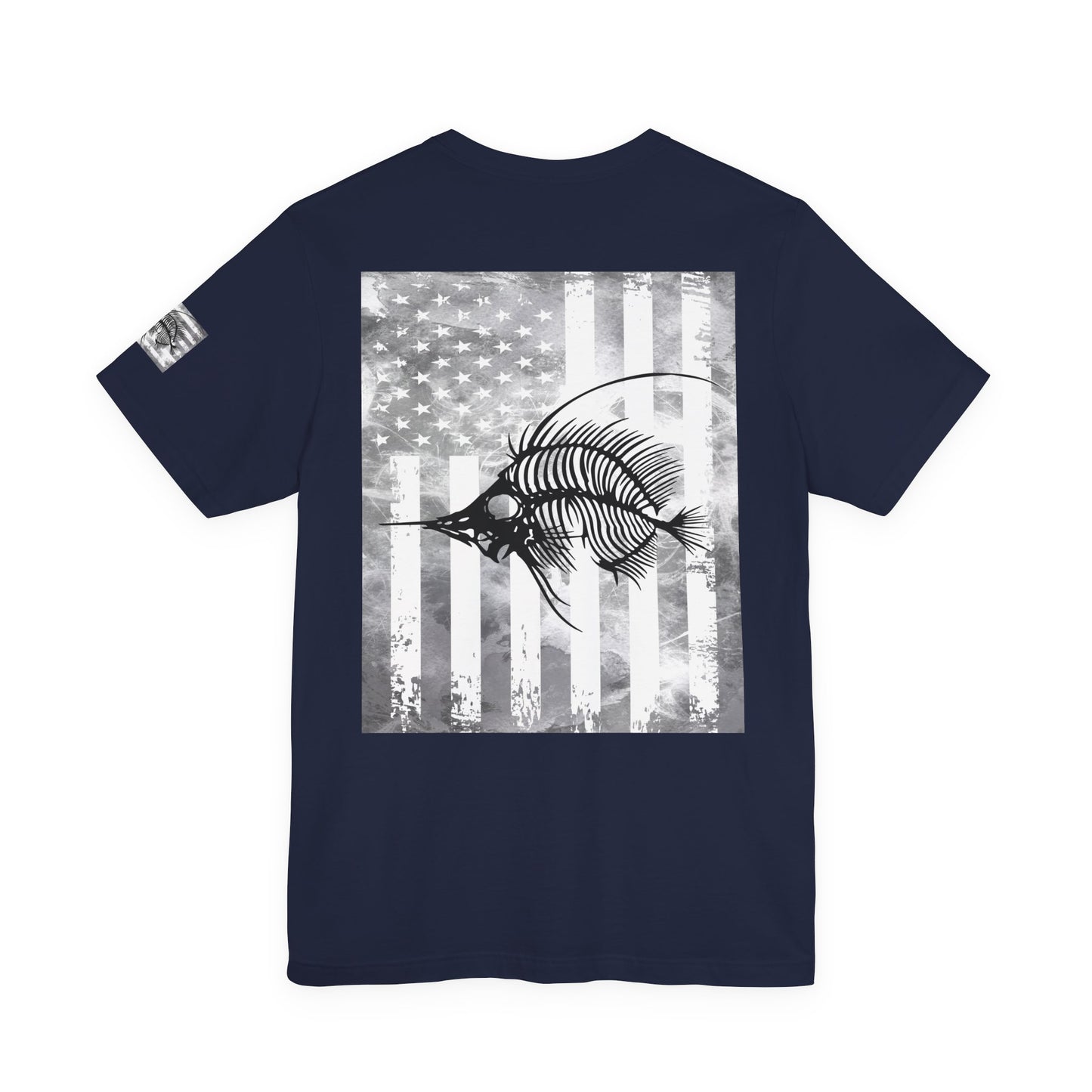SwordFish Skeleton Grunge American Flag Tee, Patriotic USA Shirt, Vintage American Flag