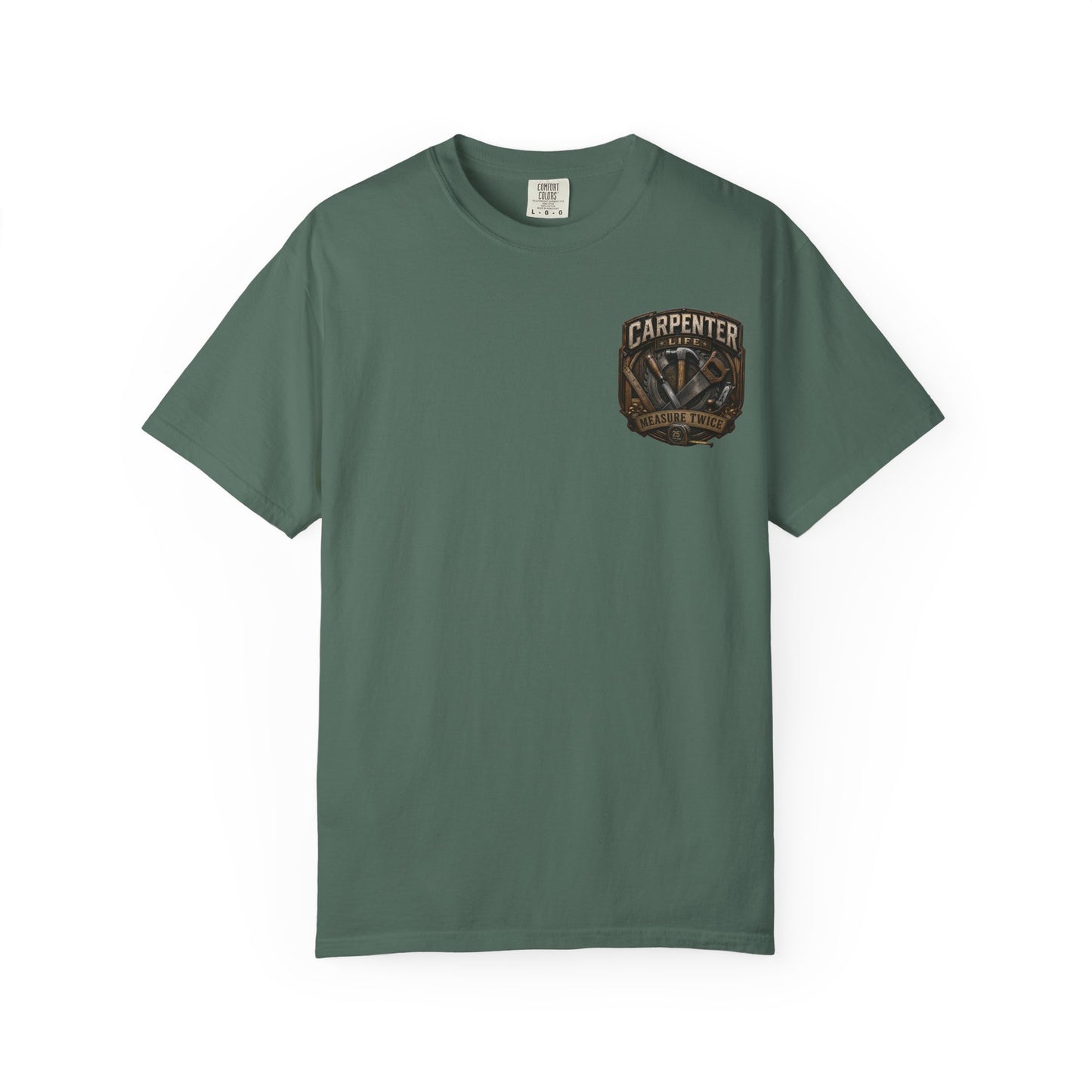 Carpenter Life T-Shirt – 'Measure Twice' Vintage Tool Emblem