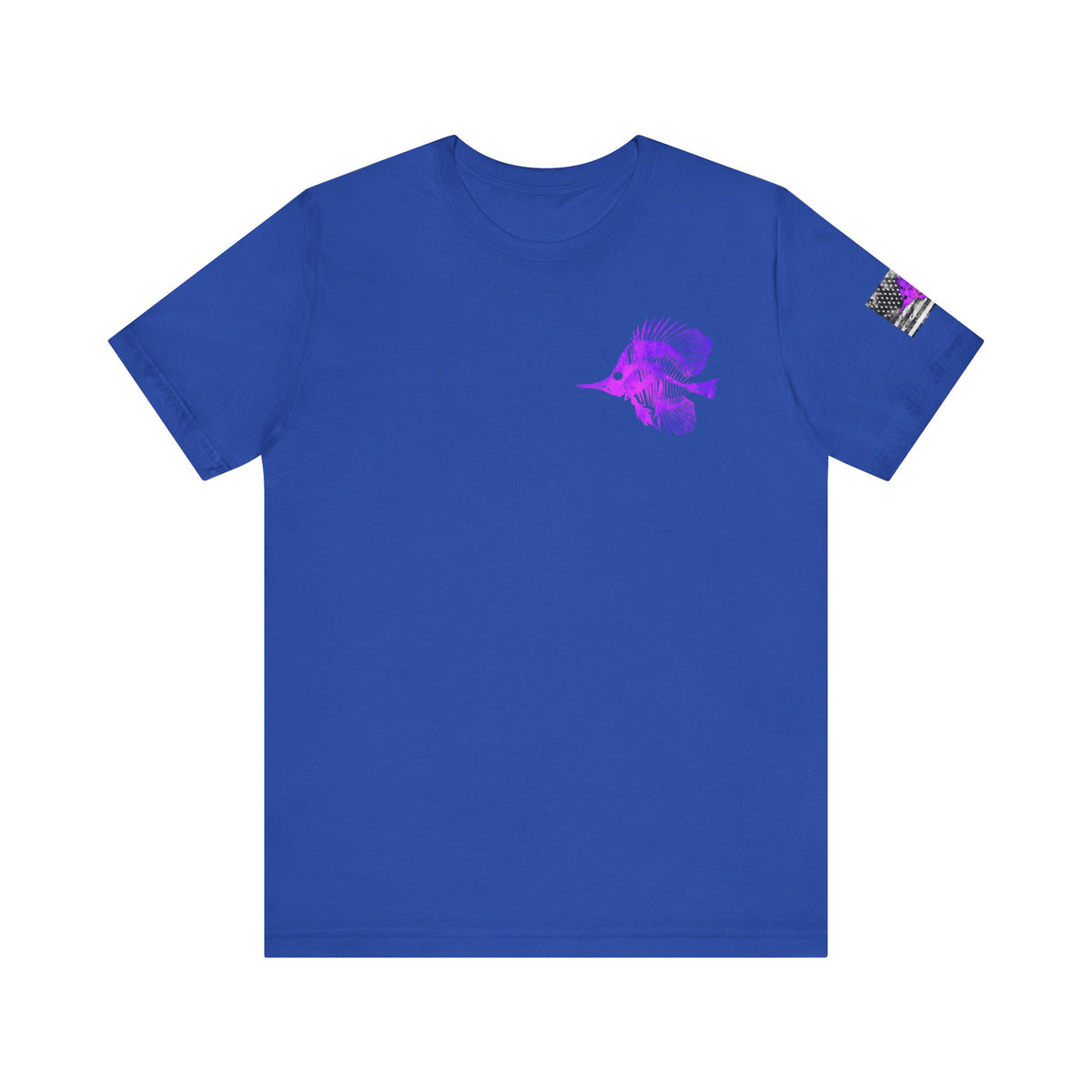 Purple Fish Angler Grunge American Flag Tee, Patriotic USA Shirt, Vintage American Flag