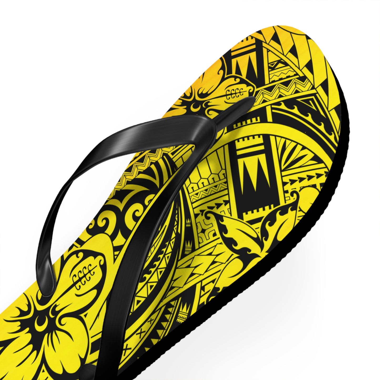 Polynesian Yellow Flip Flops, Summer Beach Sandals, Tropical Vacation Footwear, Gift for Her, Bohemian Style Footwear