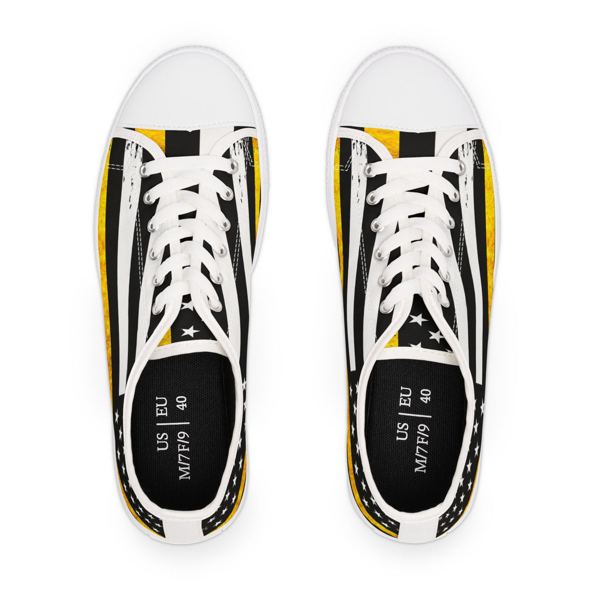 Thin Yellow Line American Flag Low Top Sneakers – 911 Dispatcher Shoes for Women, Casual Canvas Streetwear