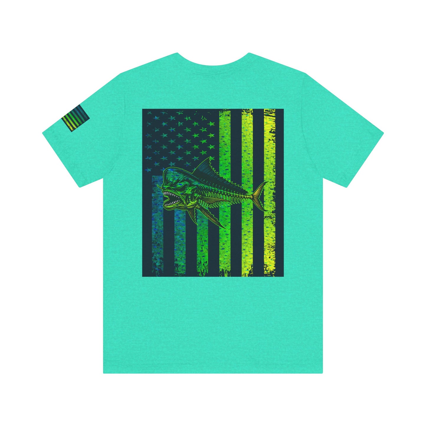 Mahi Mahi Skin Grunge American Flag Tee, Patriotic USA Shirt, Vintage American Flag