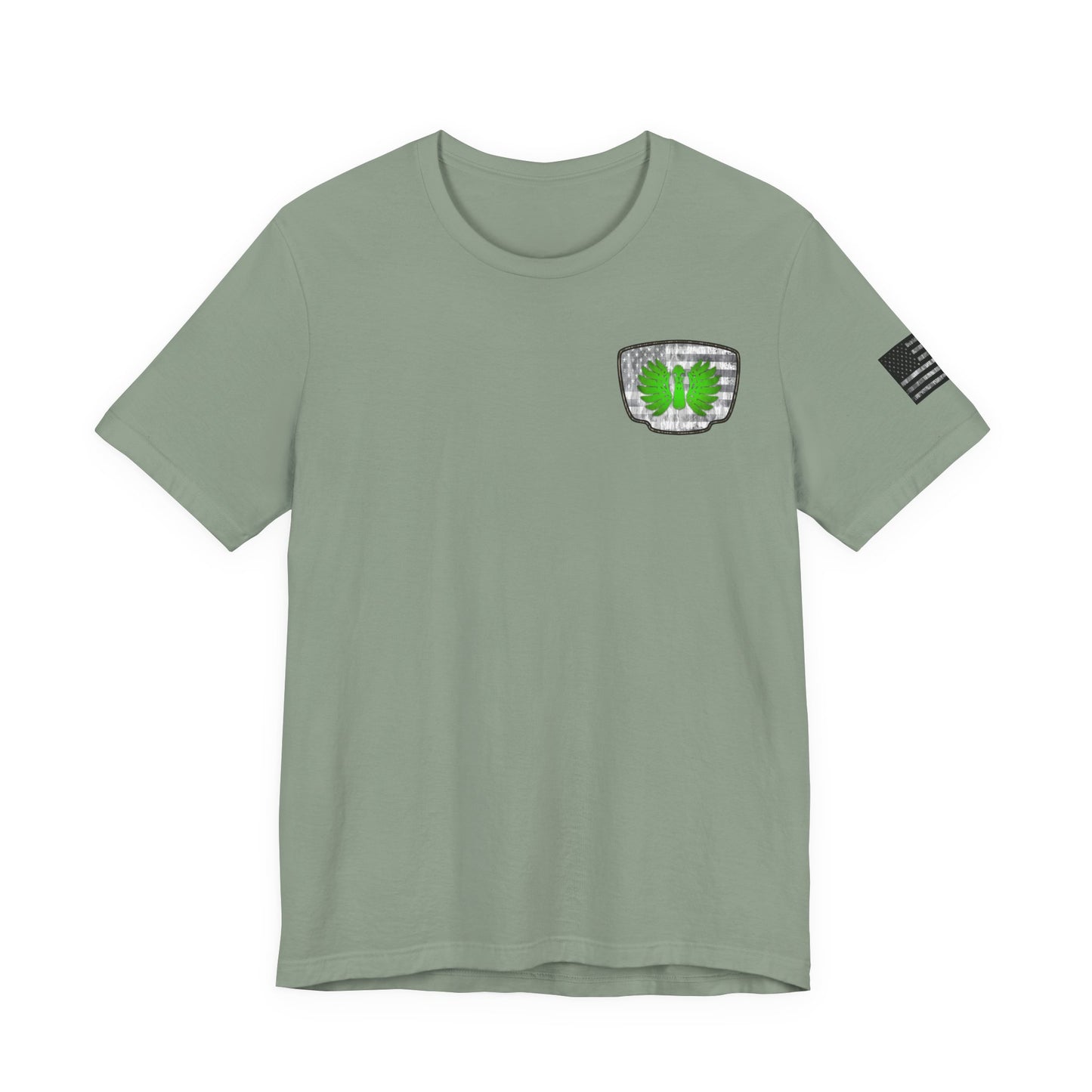 Duck Skull Hunting Badge T-Shirt – Mossy Camo Print, Crossed Guns & Duck Skull Graphic