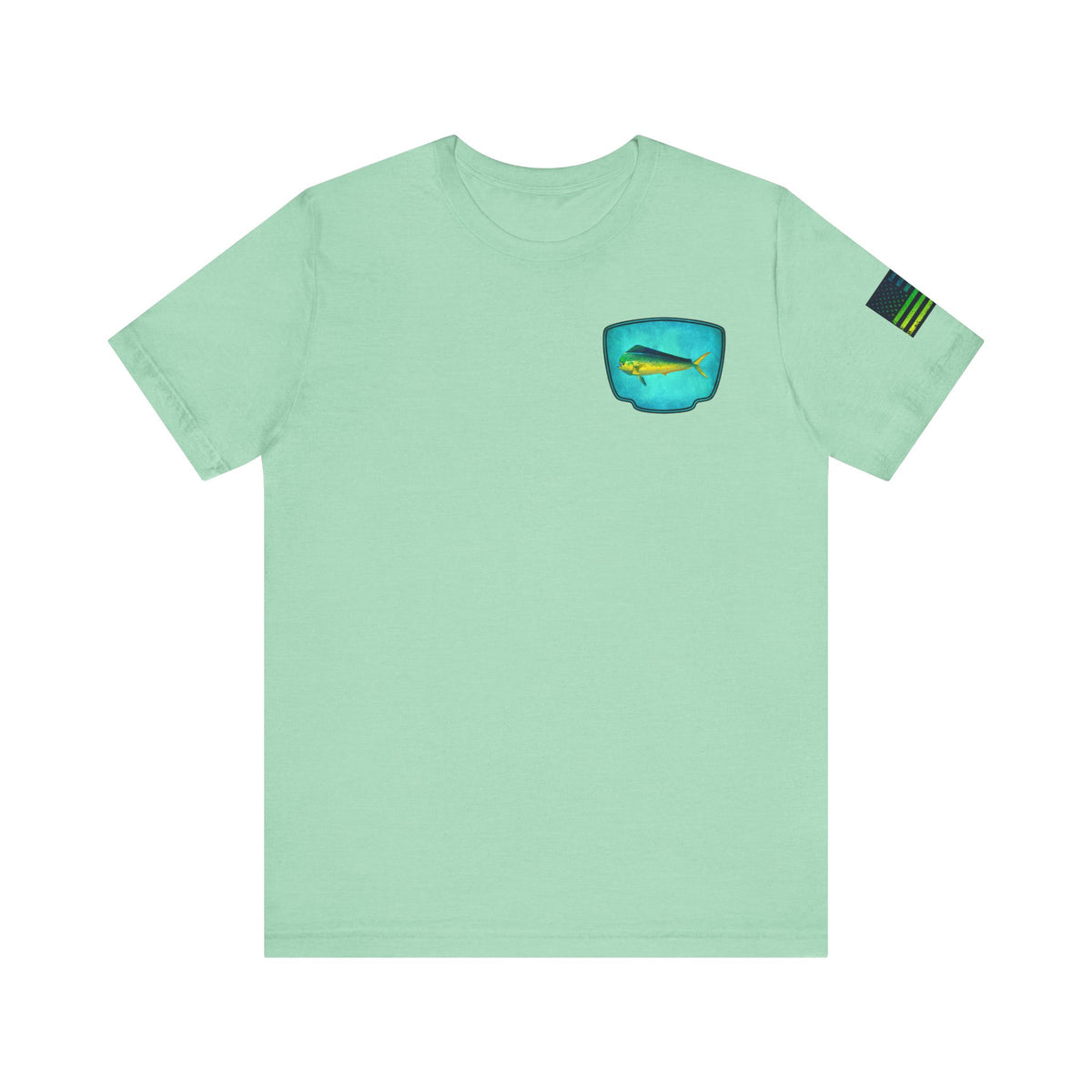 Vibrant Mahi Mahi Badge Tee – Ocean-Inspired Saltwater Fishing Shirt for Men