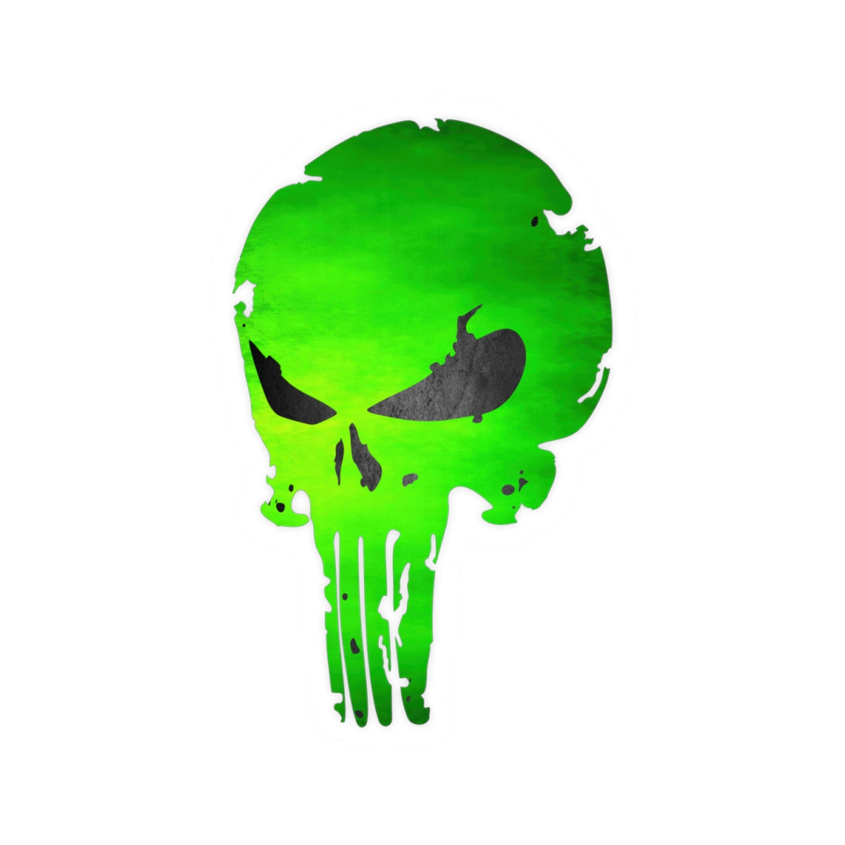 Green Distressed Skull Warrior Sticker – Bold Urban Graphic for Laptops, Water Bottles & More