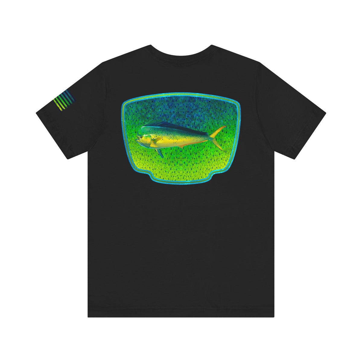 Bright Mahi Mahi Fish Skin Badge Tee – Bold Saltwater Fishing Shirt for Ocean Lovers