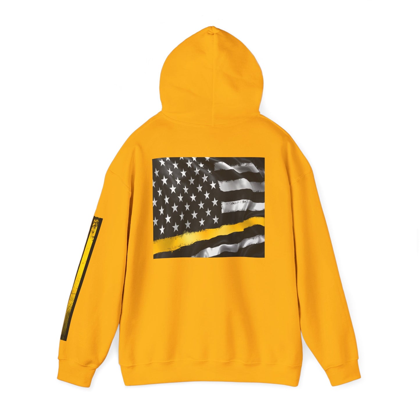 911 Dispatcher Thin Yellow Line American Flag Heart Hoodie, Dispatcher Hooded Sweatshirt, First Responder Gift, Patriotic