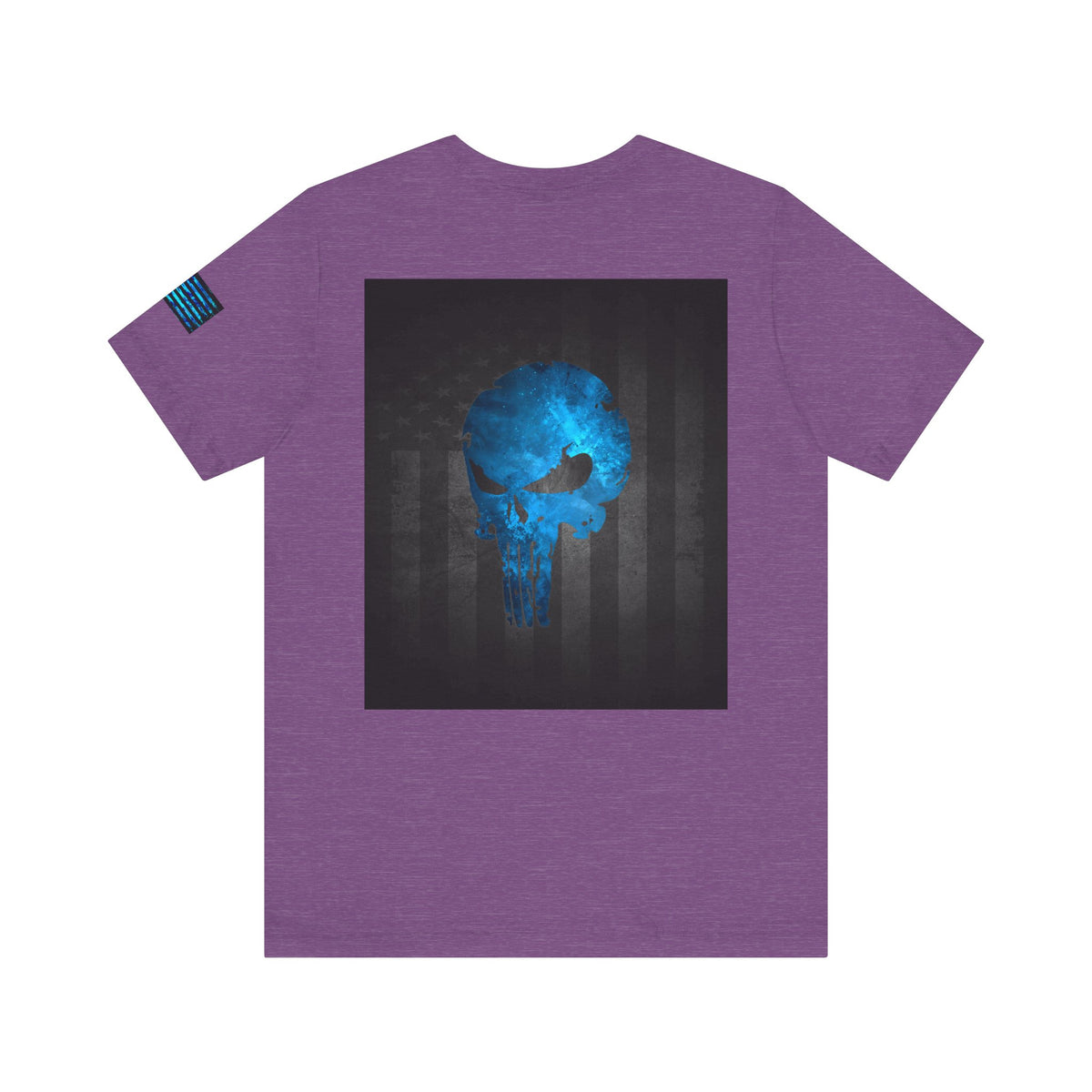 Blue Grunge Punisher Skull – Neon Grunge Vigilante Graphic for Shirts, Decals & Prints