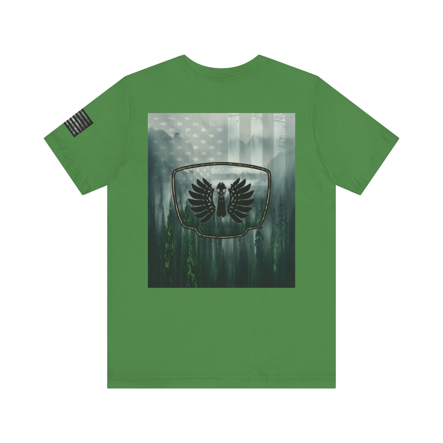 The Forest Duck Hunt Badge T-Shirt – Mossy Camo Print, Crossed Guns & Duck Skull Graphic
