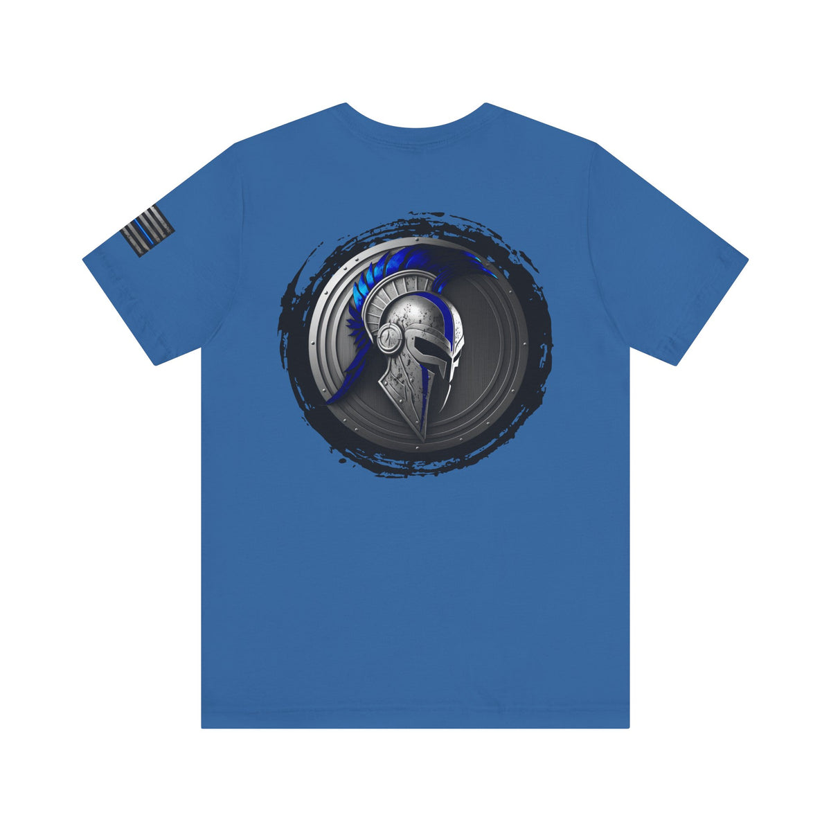 Grunge Spartan Thin Blue Line American Flag T-Shirt – Honor & Valor Police Tribute Tee