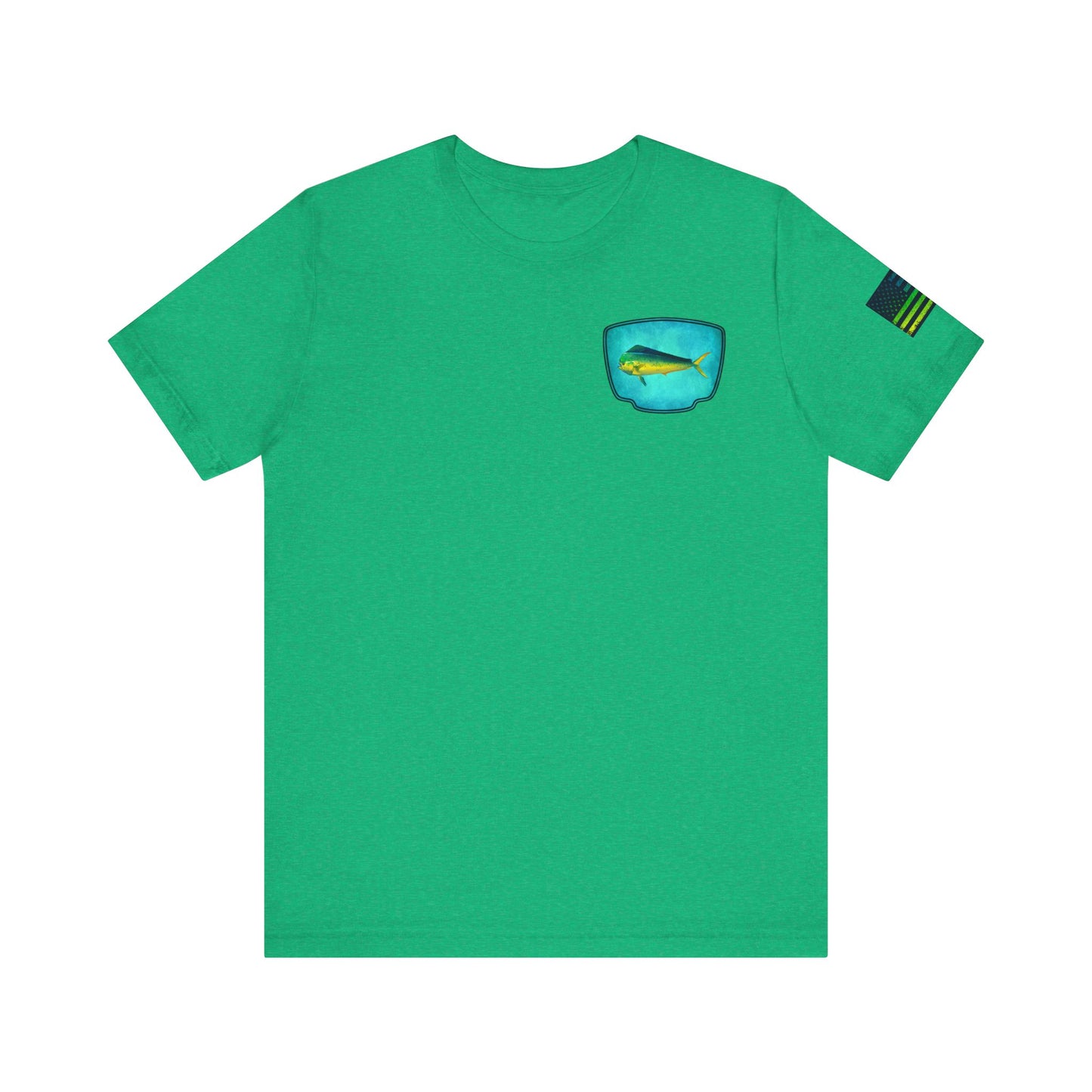 Vibrant Mahi Mahi Badge Tee – Ocean-Inspired Saltwater Fishing Shirt for Men
