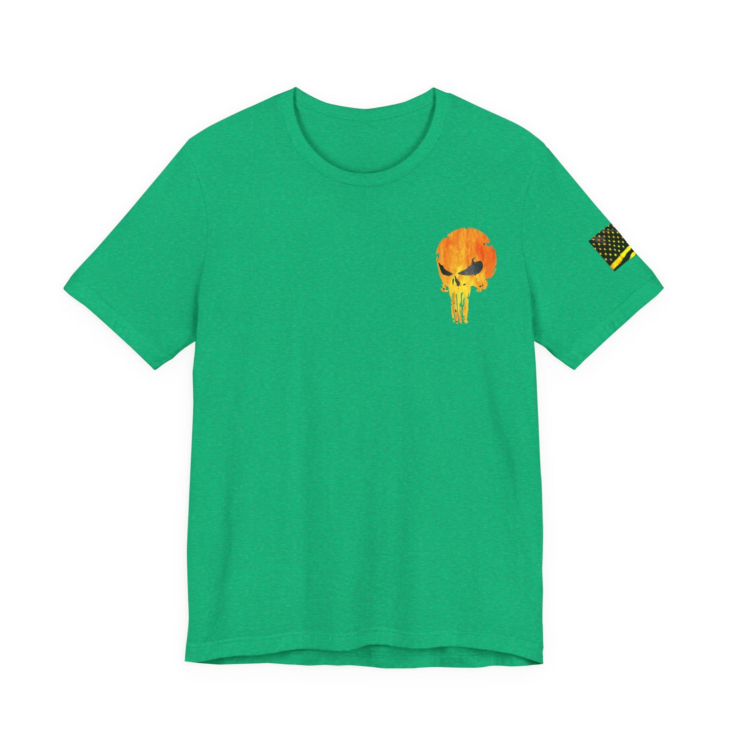 Orange Grunge Punisher Skull – Neon Grunge Vigilante Graphic for Shirts, Decals & Prints