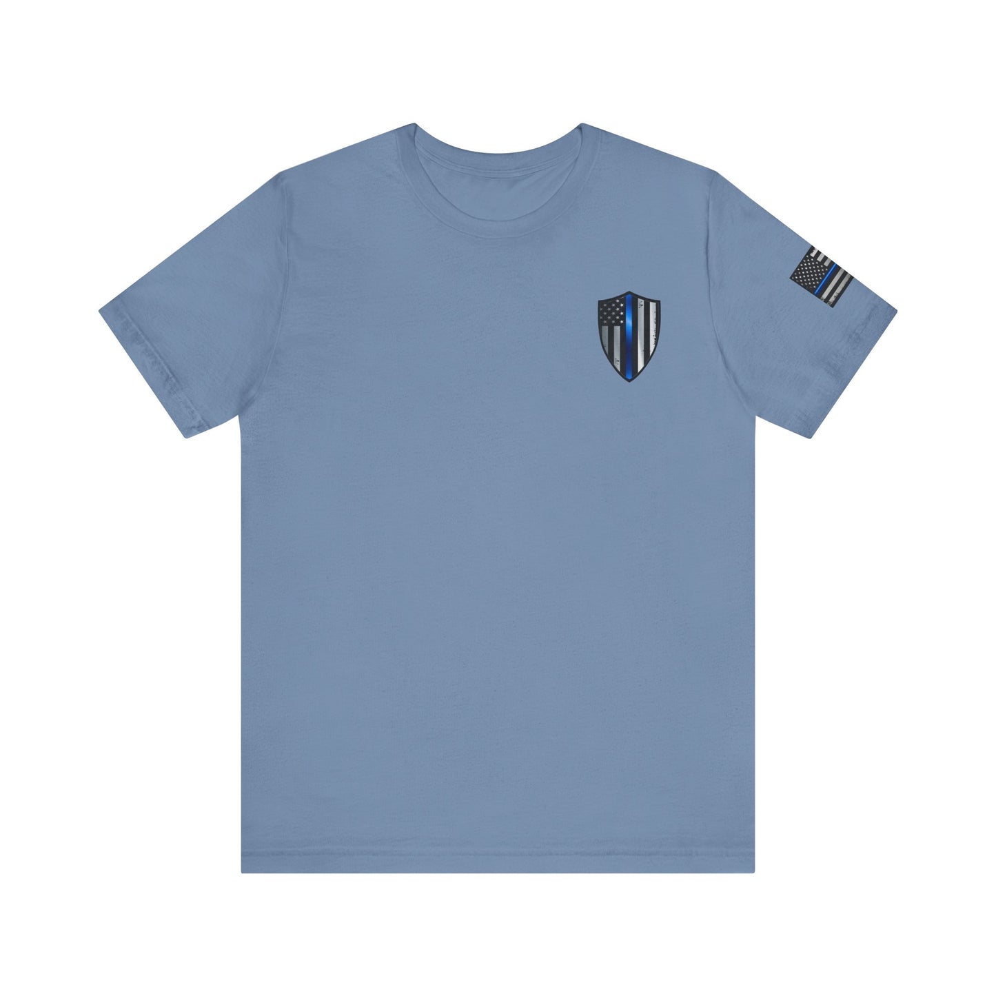 Grunge Spartan Helmet Thin Blue Line American Flag T-Shirt – Honor & Valor Police Tribute Tee