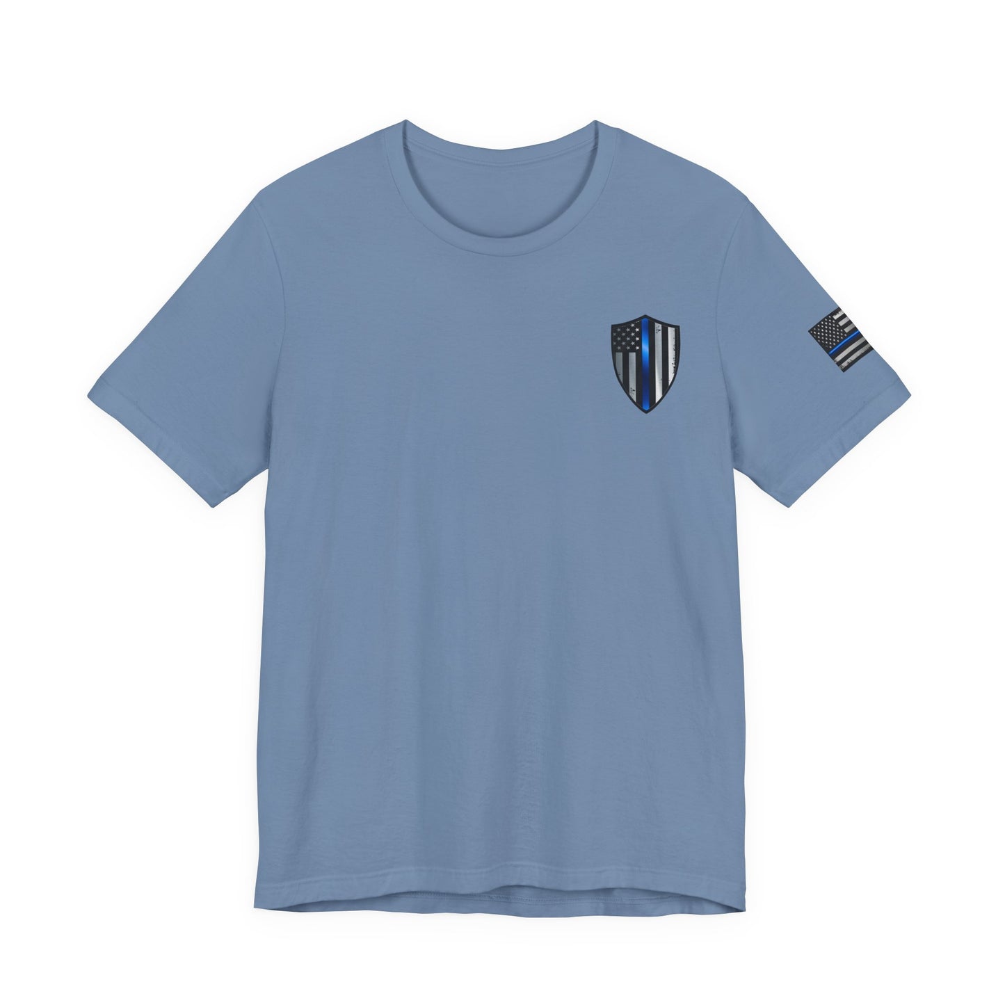 Grunge Spartan Thin Blue Line American Flag T-Shirt – Honor & Valor Police Tribute Tee