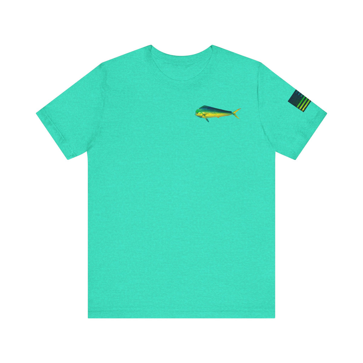 Patriotic Mahi Mahi Flag T-Shirt – Bold Saltwater Fishing Graphic Tee