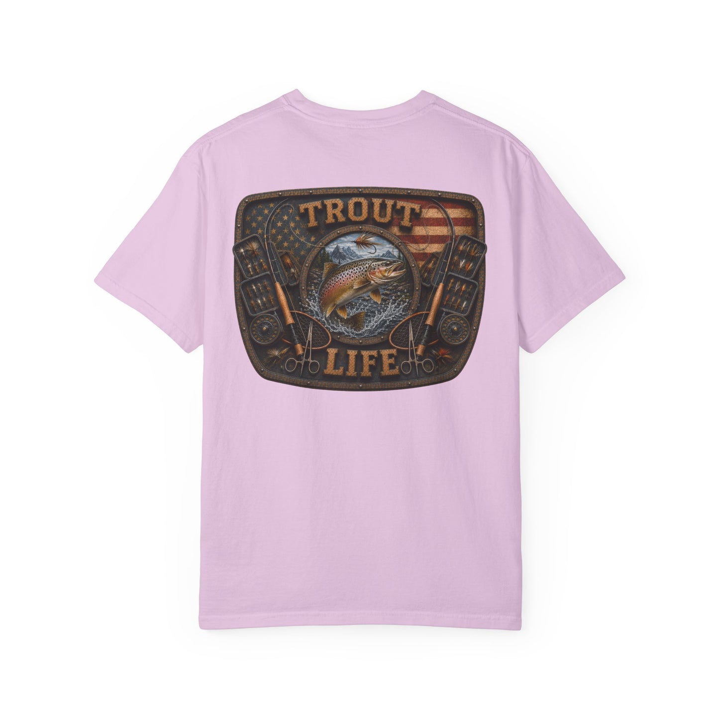 Trout Life T-Shirt — Fishing Graphic Tee with Trout & American Flag