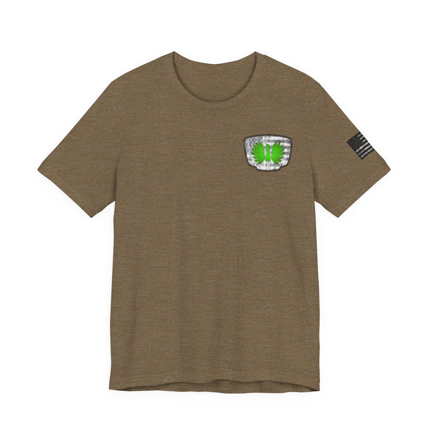 Duck Skull Hunting Badge T-Shirt – Mossy Camo Print, Crossed Guns & Duck Skull Graphic