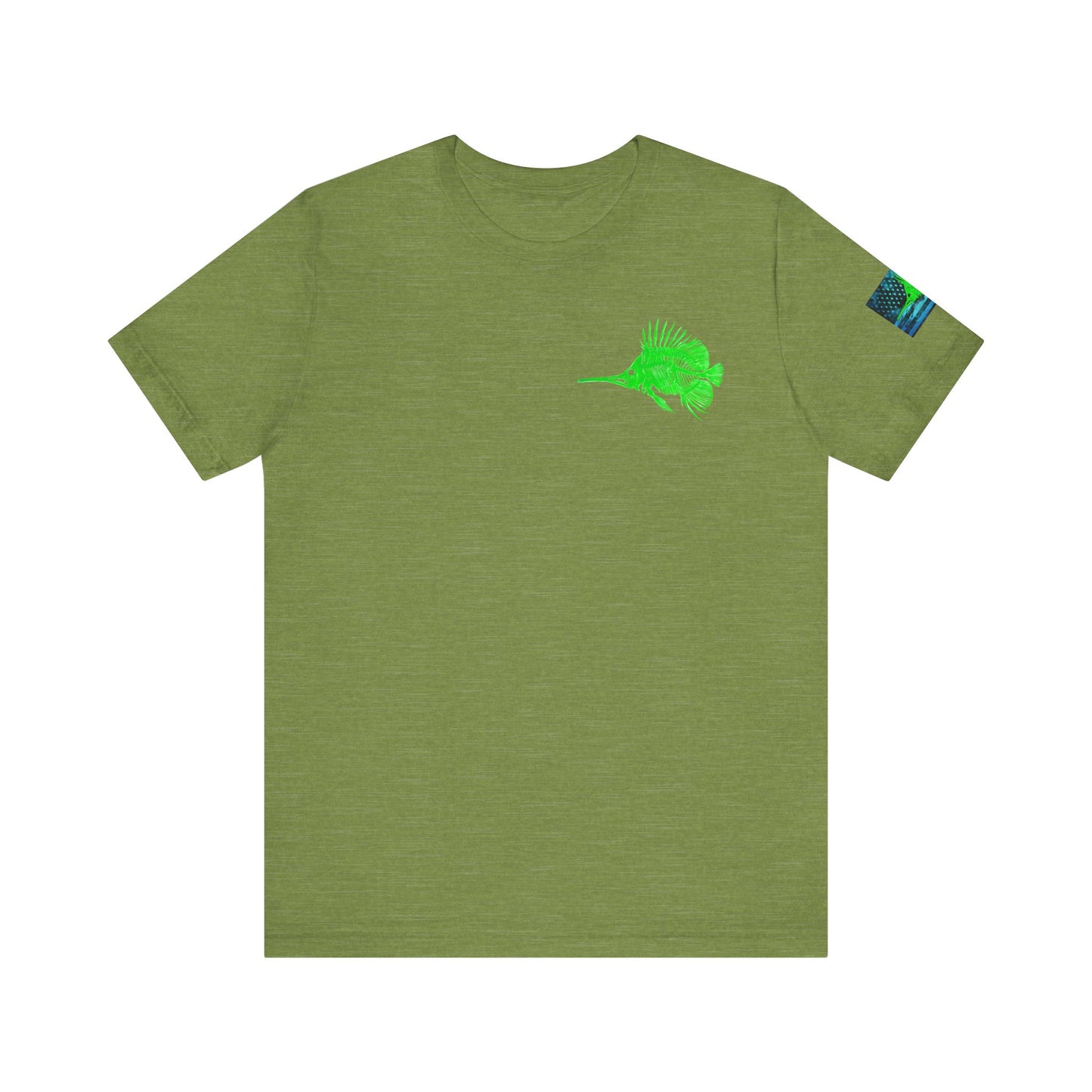 Green Fish Grunge American Flag Tee, Patriotic USA Shirt, Vintage American Flag