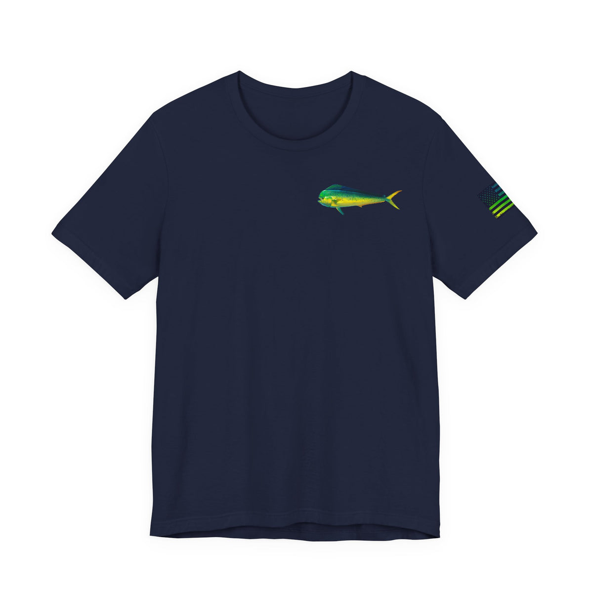 Mahi Mahi American Flag Fishing T-Shirt – Bold Offshore Graphic Tee
