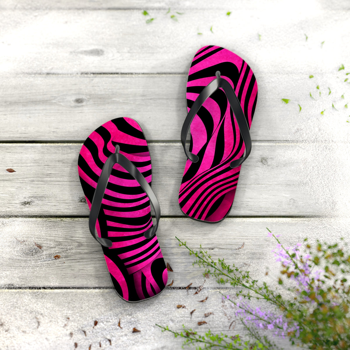 Stylish Zebra Print Flip Flops, Trendy Summer Sandals, Beach Footwear, Vacation Slippers, Poolside Essentials