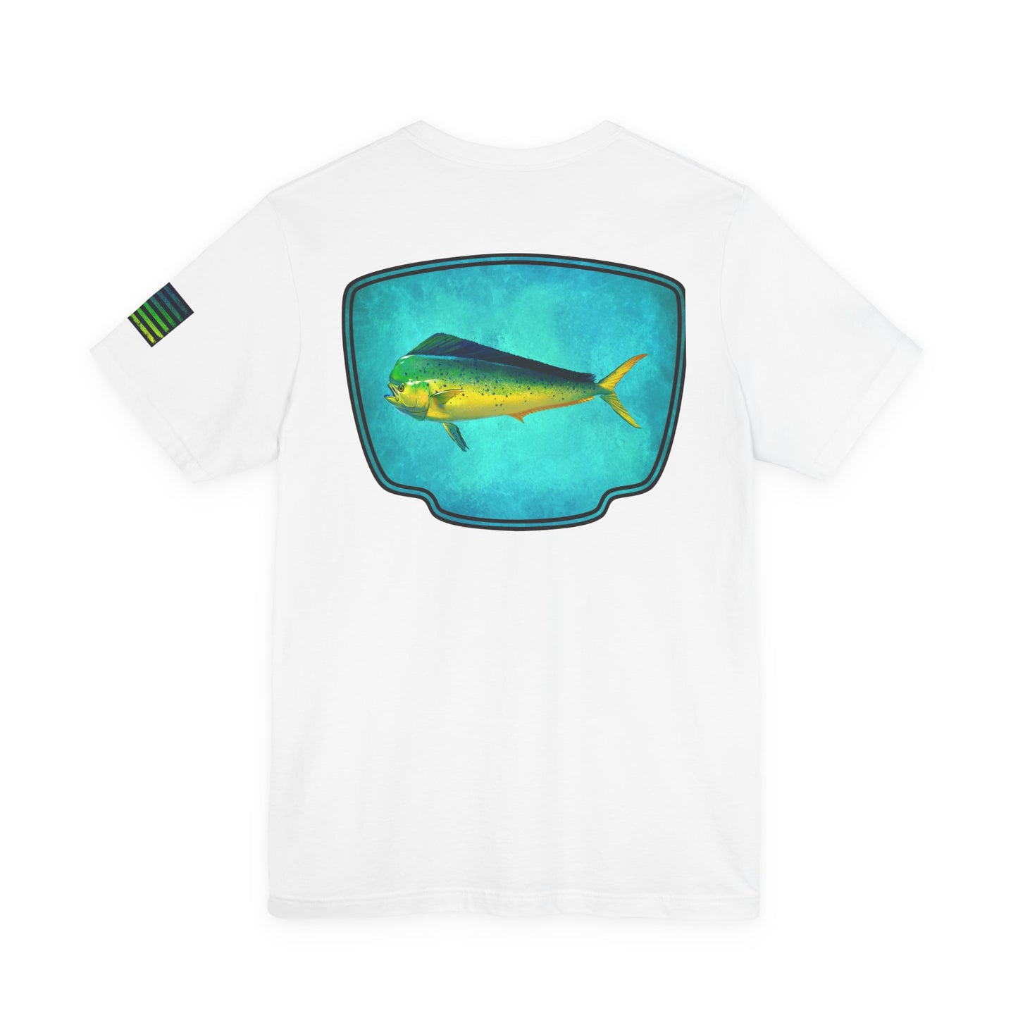 Vibrant Mahi Mahi Badge Tee – Ocean-Inspired Saltwater Fishing Shirt for Men