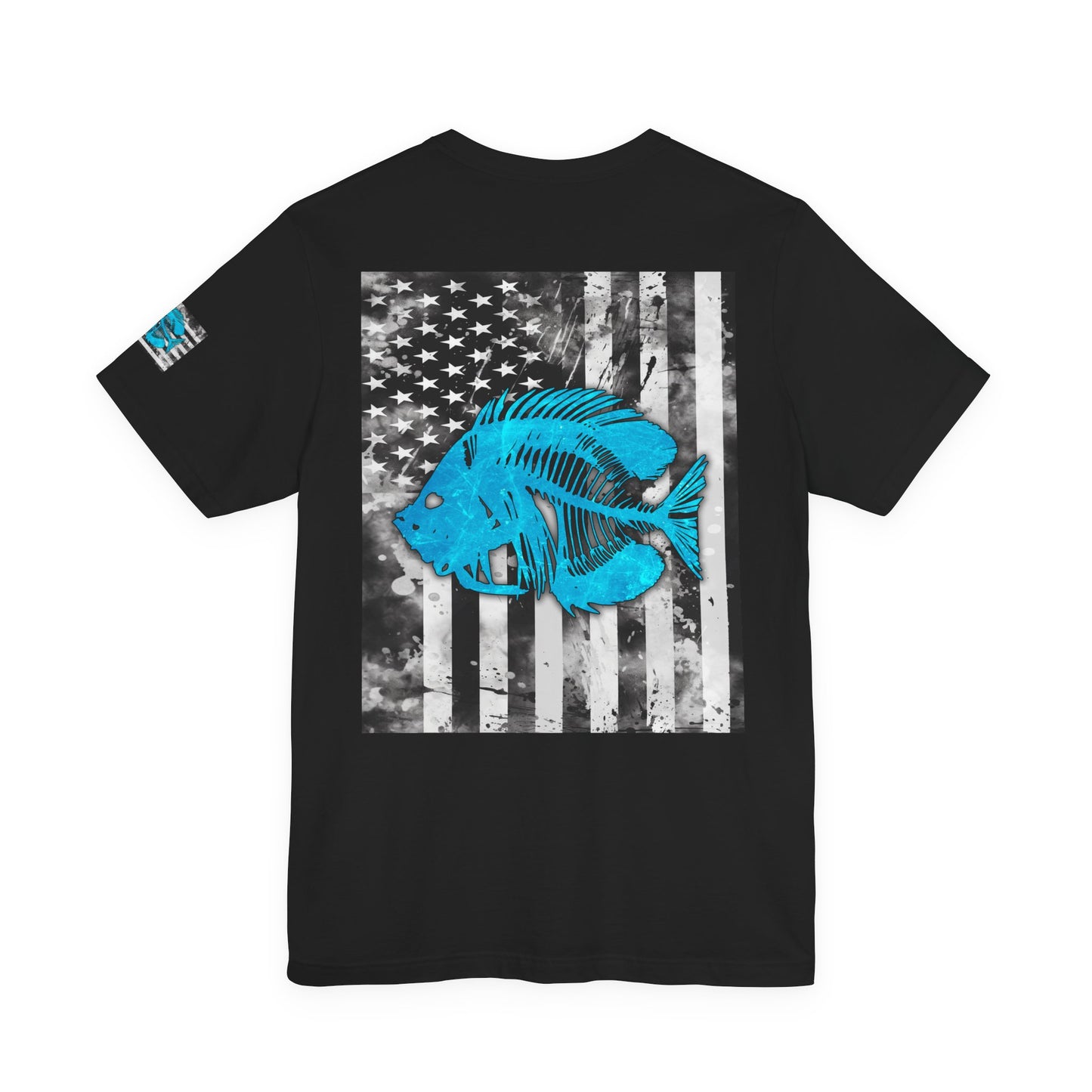 Blue Pearch Angler Grunge American Flag Tee, Patriotic USA Shirt, Vintage American Flag