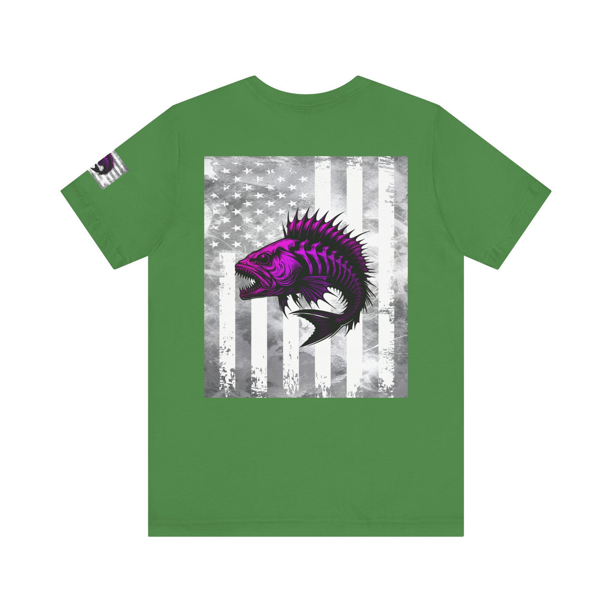 Fish Grunge American Flag Tee, Patriotic USA Shirt, Vintage American Flag