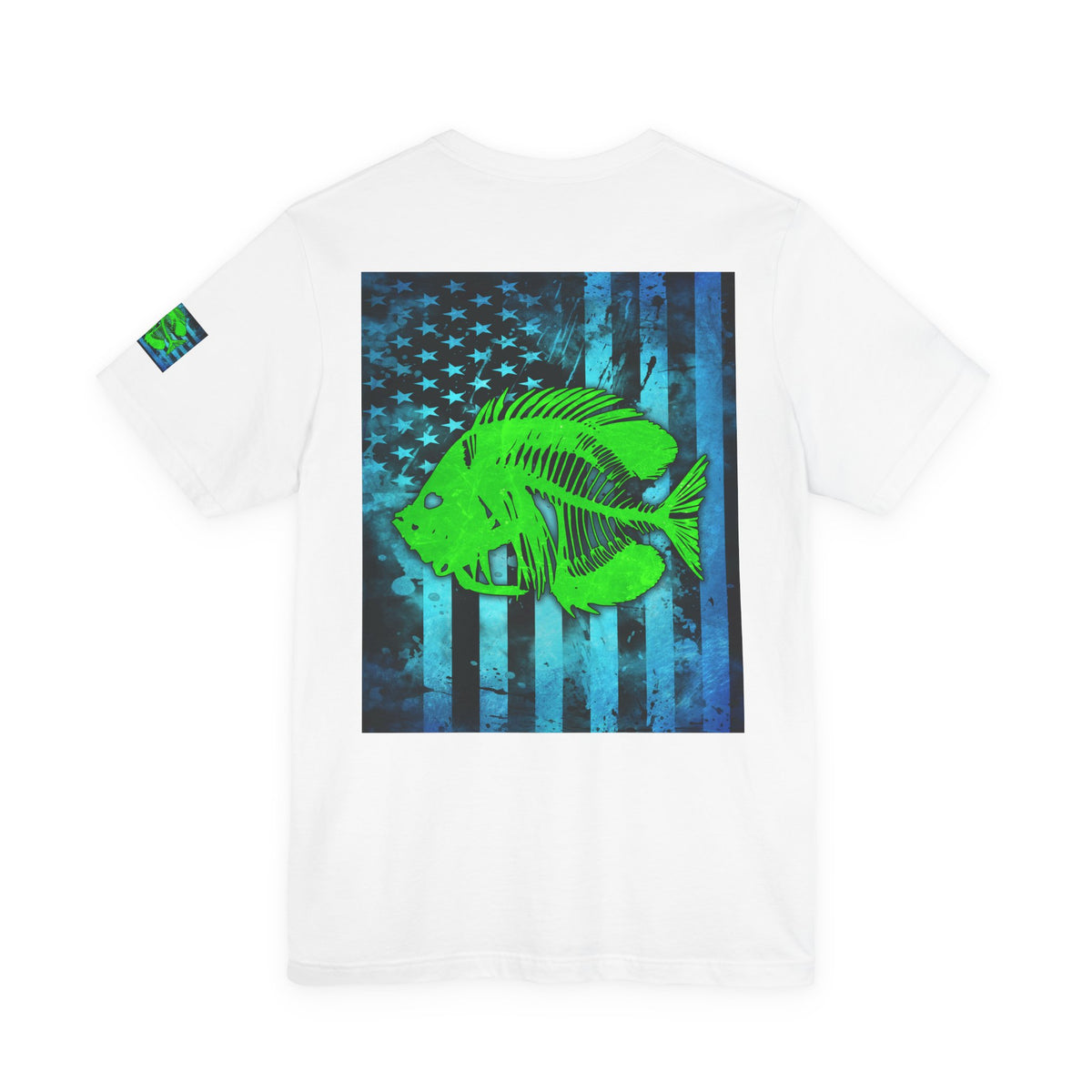 Green Pearch Angler Grunge American Flag Tee, Patriotic USA Shirt, Vintage American Flag