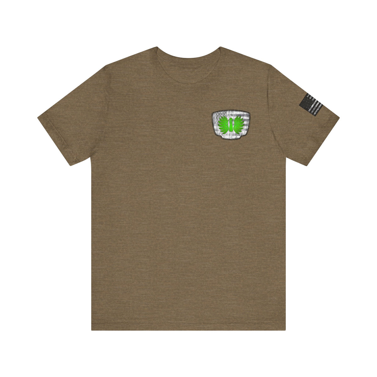 Duck Skull Hunting Badge T-Shirt – Mossy Camo Print, Crossed Guns & Duck Skull Graphic